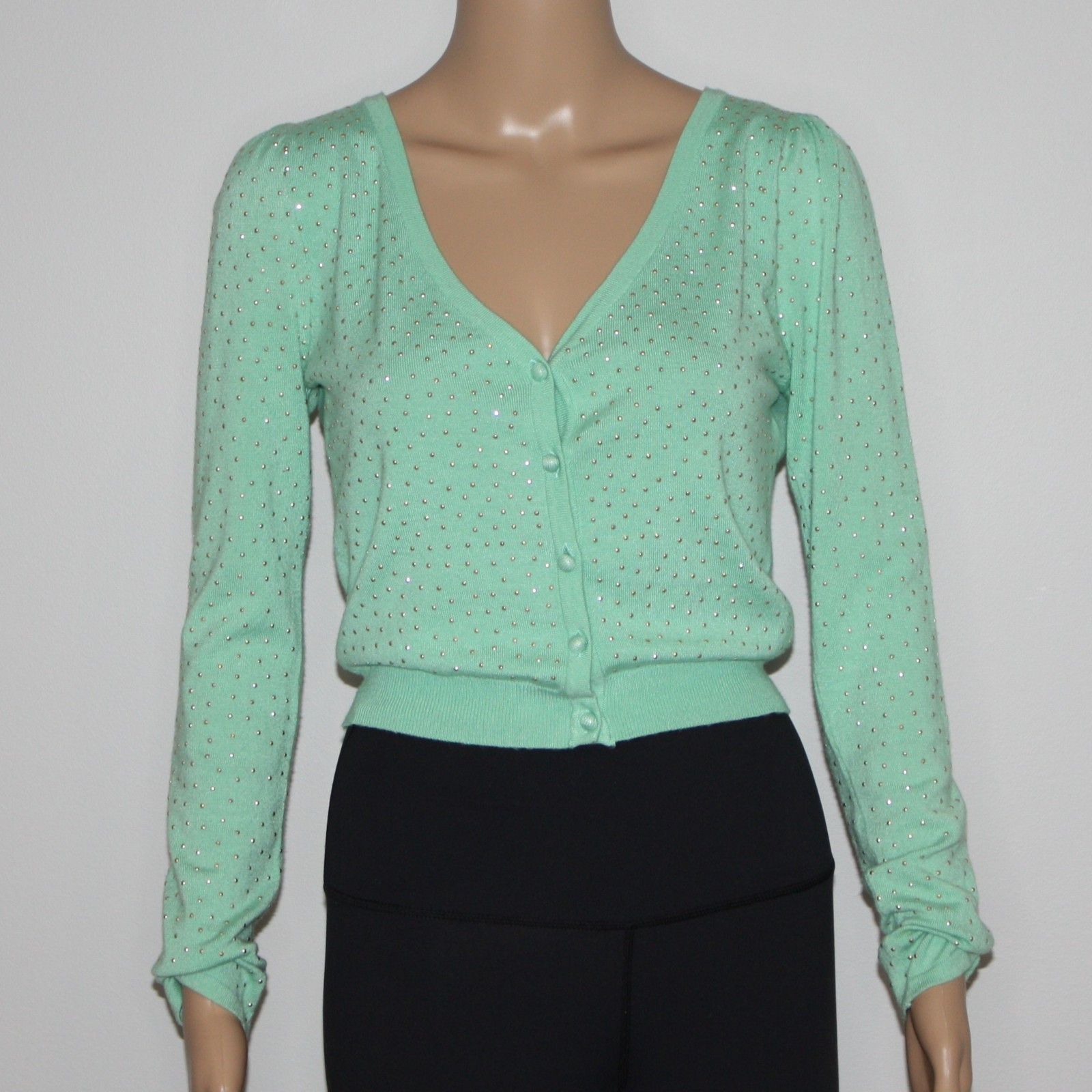 Other Toi et Moi Studded Mint Green V-neck Cardigan in size M/L Size M / US 6-8 / IT 42-44 - 3 Thumbnail