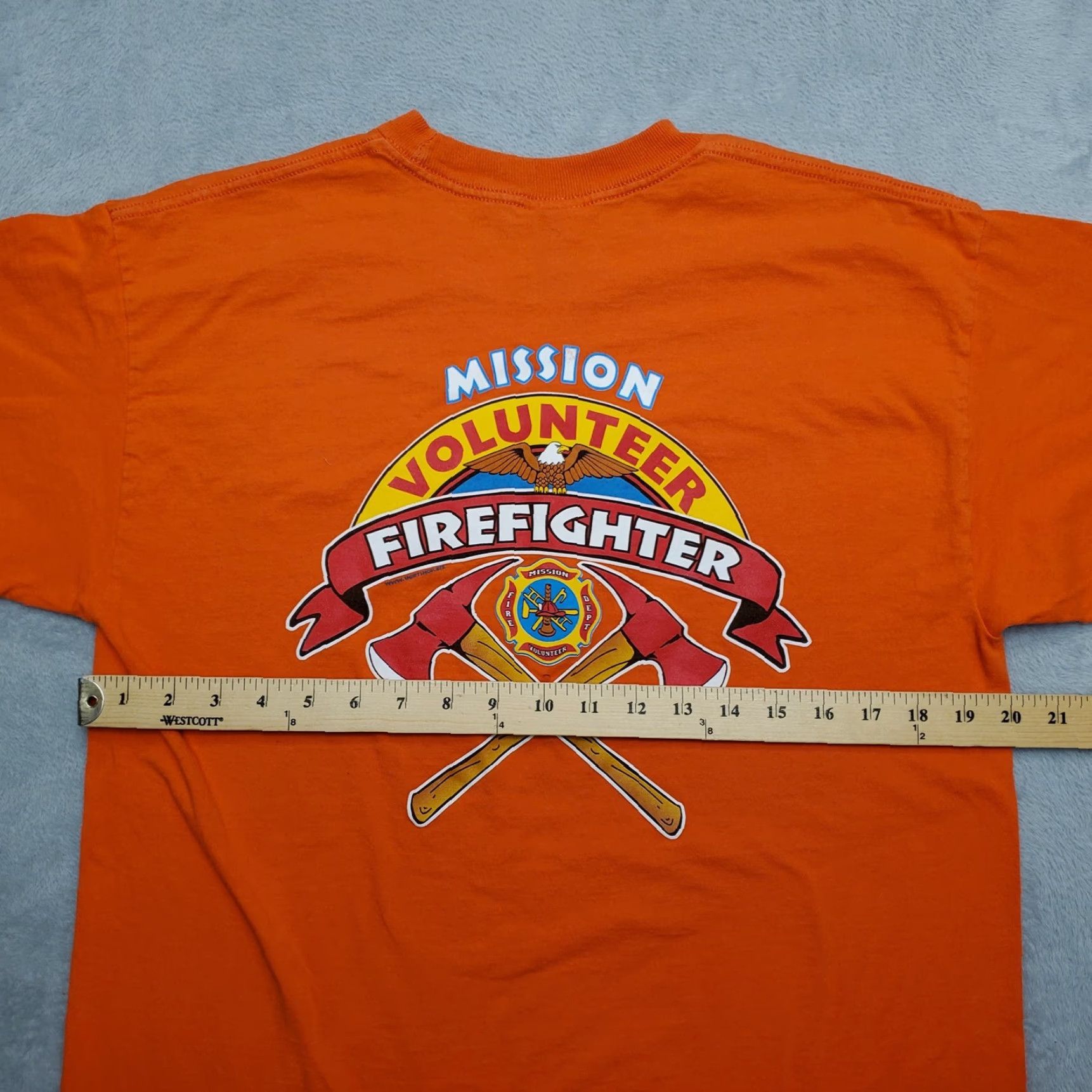 Vintage VTG Firefighter Shirt Men L Orange Mission Montana Flathead Volunteer TEE Size US L / EU 52-54 / 3 - 8 Thumbnail
