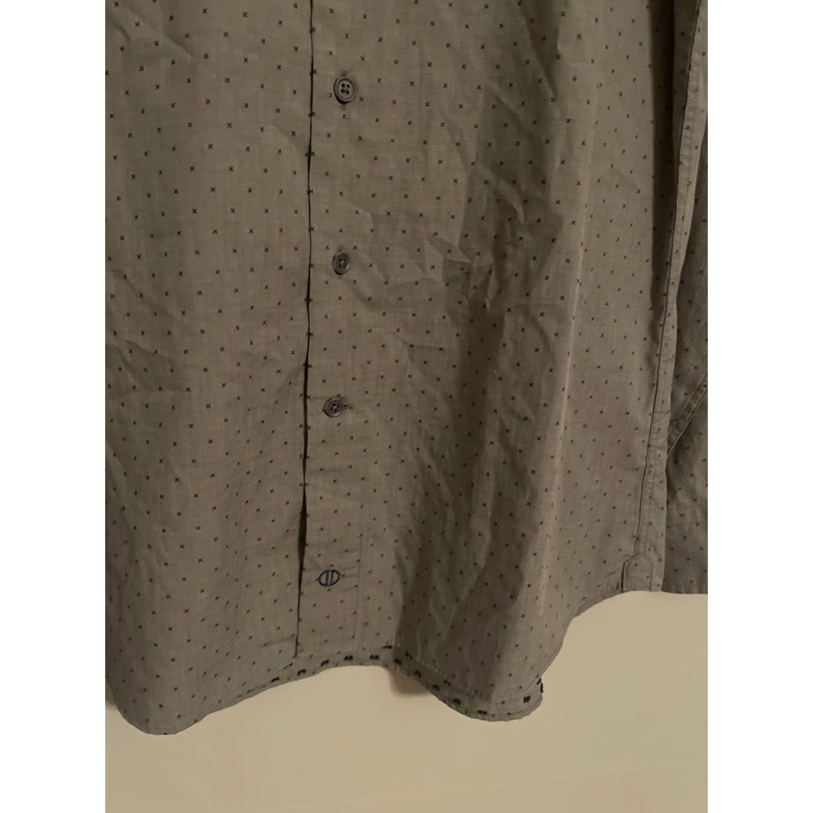 David Donahue David Donahue Dress Shirt Mens 16 Gray Geometric L/S Button Up Size 42R - 2 Thumbnail