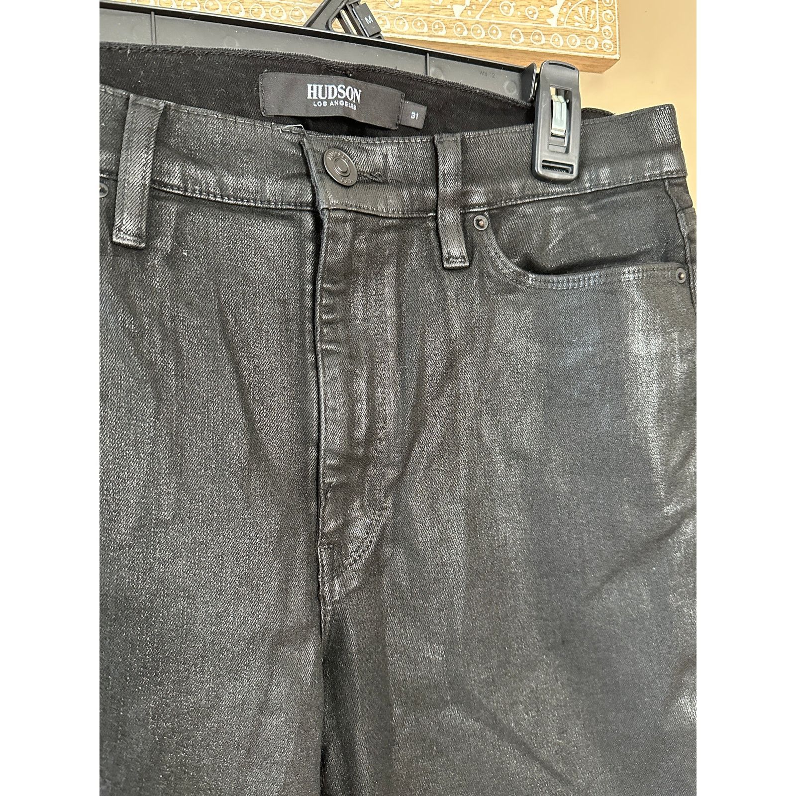 Hudson Hudson Jeans Black Wax Style Barbara Straight Ankle Size 31" - 4 Thumbnail
