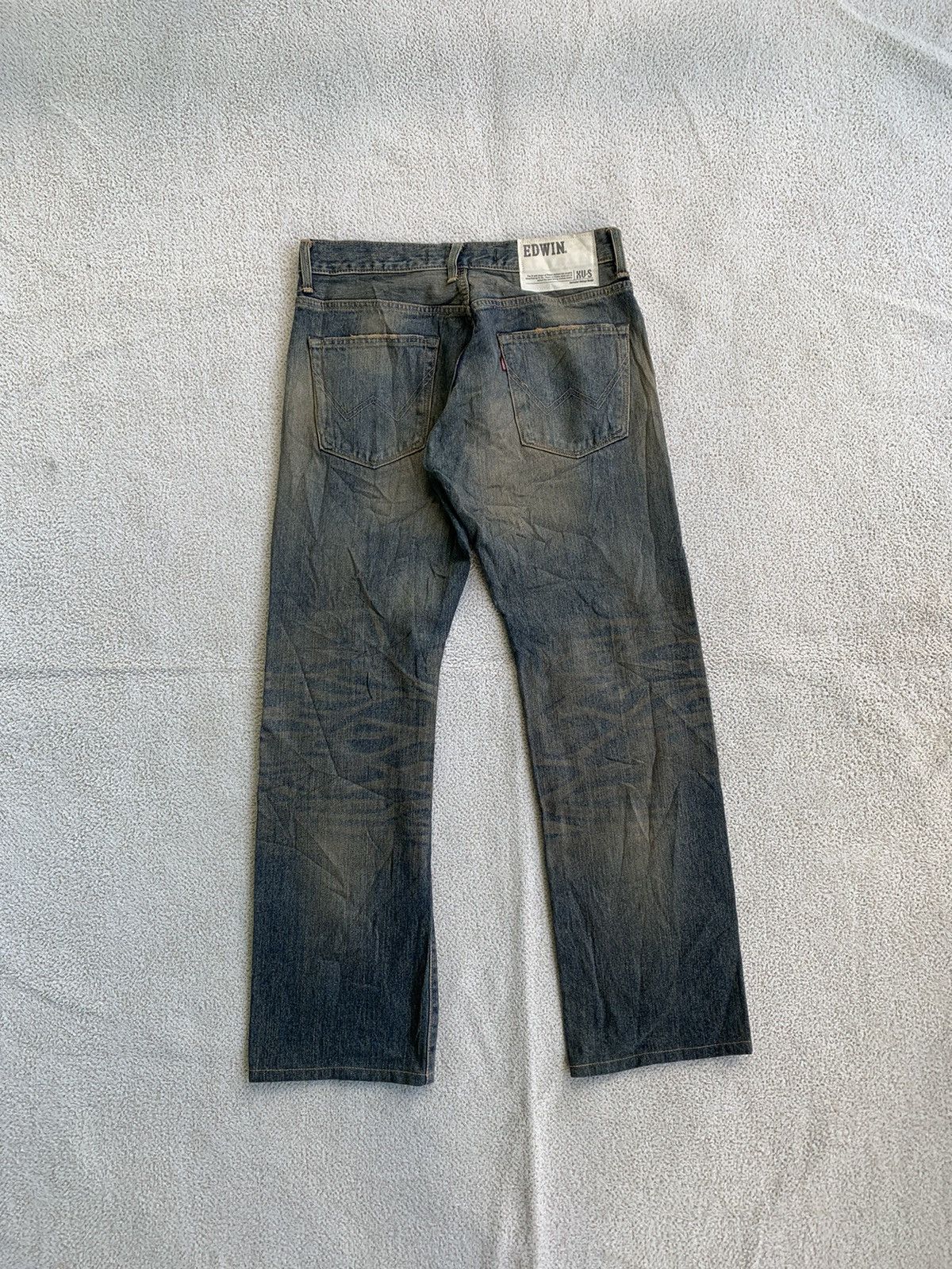 If Six Was Nine × Japanese Brand × Le Grande Bleu (L.G.B.) Vintage Edwin XV Loose Yellow Mud Washed Distressed Jeans Size US 31 - 2 Thumbnail