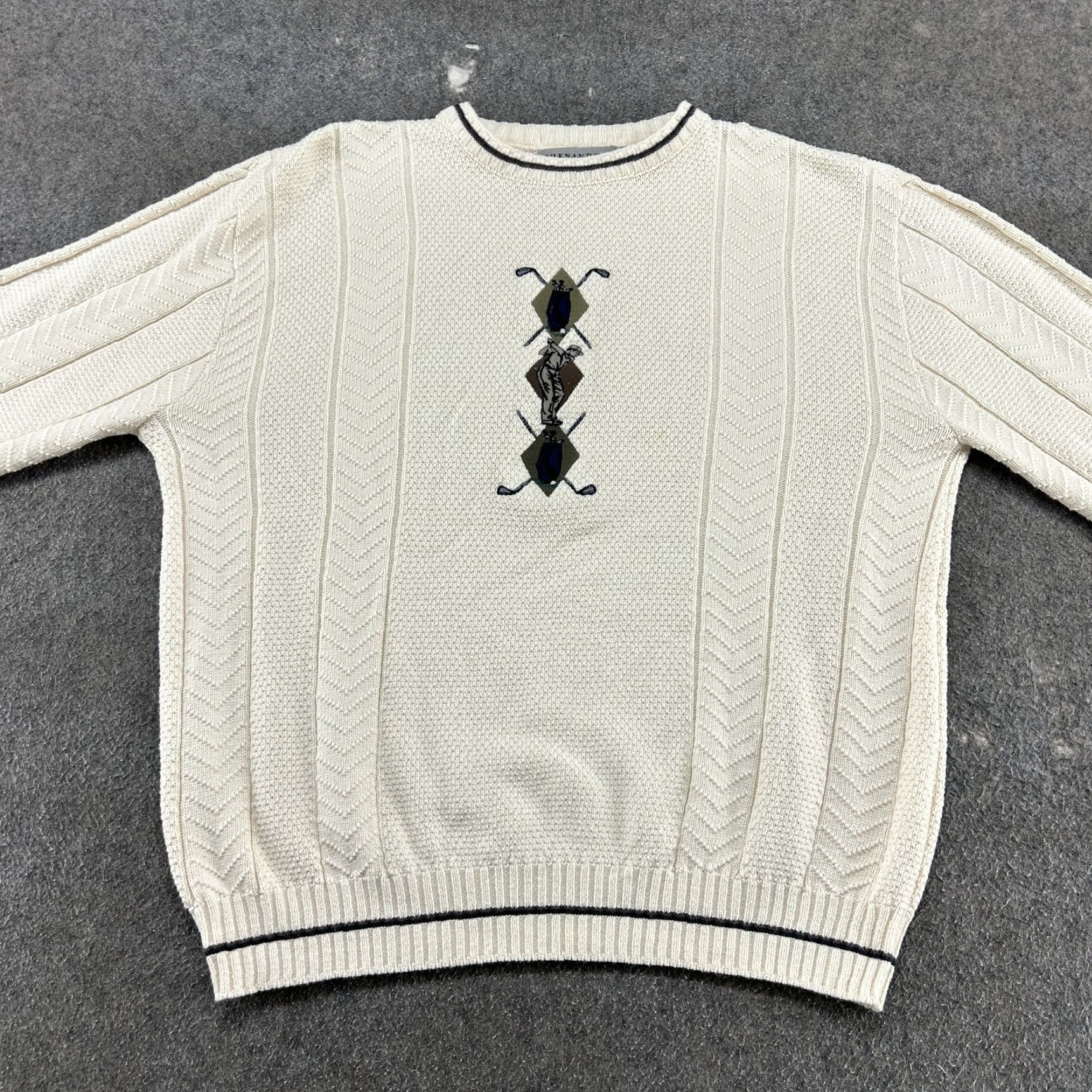 Vintage VINTAGE Shenandoah Sweater Men M Cream Pullover Embroidered Chunky Knit Golf 90s Size US M / EU 48-50 / 2 - 3 Thumbnail