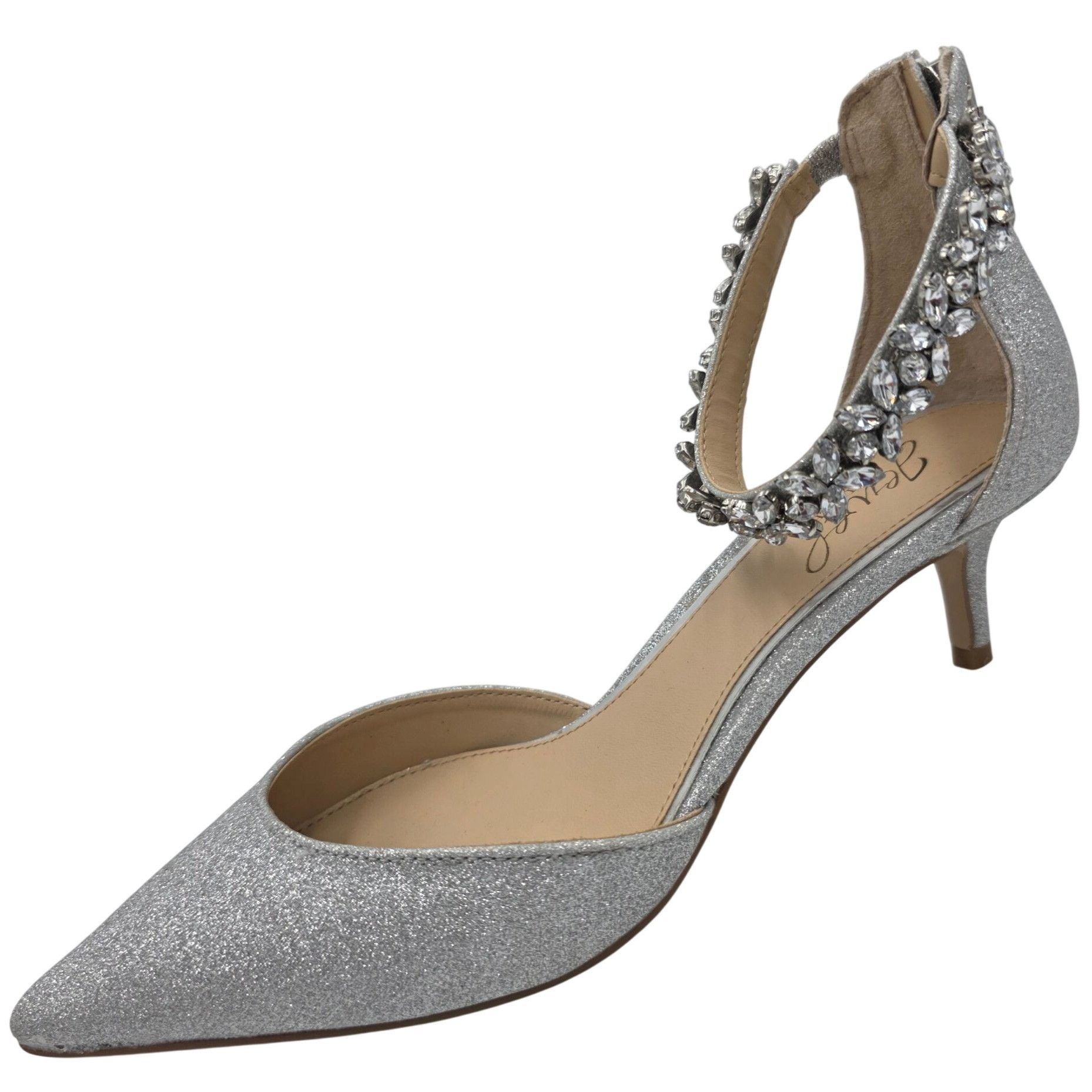 Badgley Mischka Jewel Badgley Mischka Women 7.5 Silver Robles Crystal Kitten Size US 7.5 / IT 37.5 - 13 Thumbnail