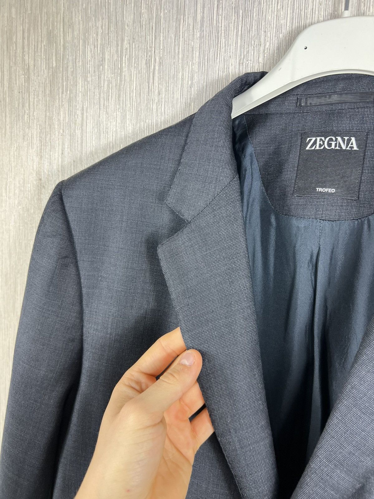 Ermenegildo Zegna Ermenegildo Zegna trofeo wool suit blazer jacket dark grey Size 44R - 15 Thumbnail