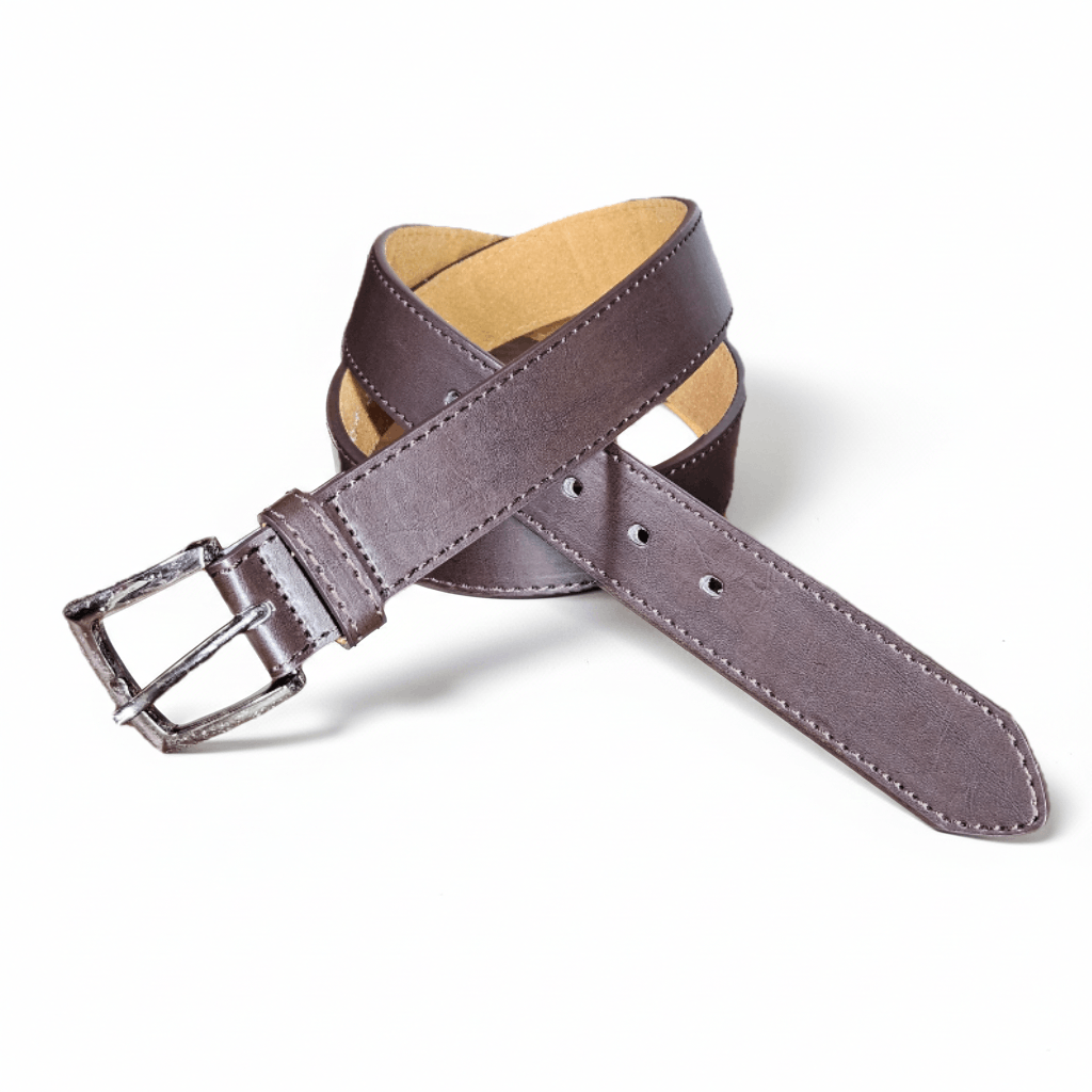 Bass Bass 37-41" Belt Dark Brown Vegan Leather Silver Buckle Size 38 - 1 Thumbnail