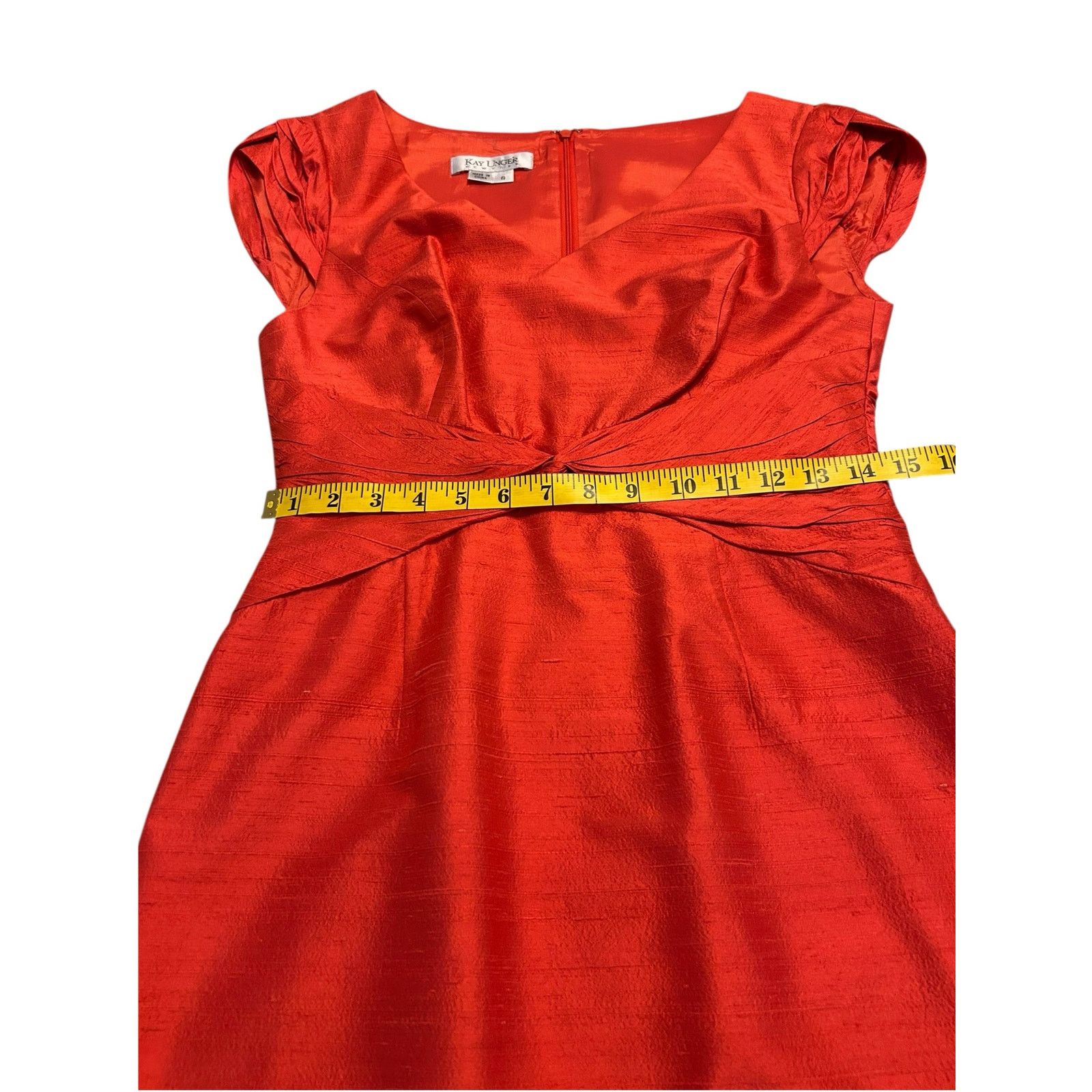 Other Kay Unger New York Orange Twist Waist Dress - Size 6 Size M / US 6-8 / IT 42-44 - 6 Thumbnail