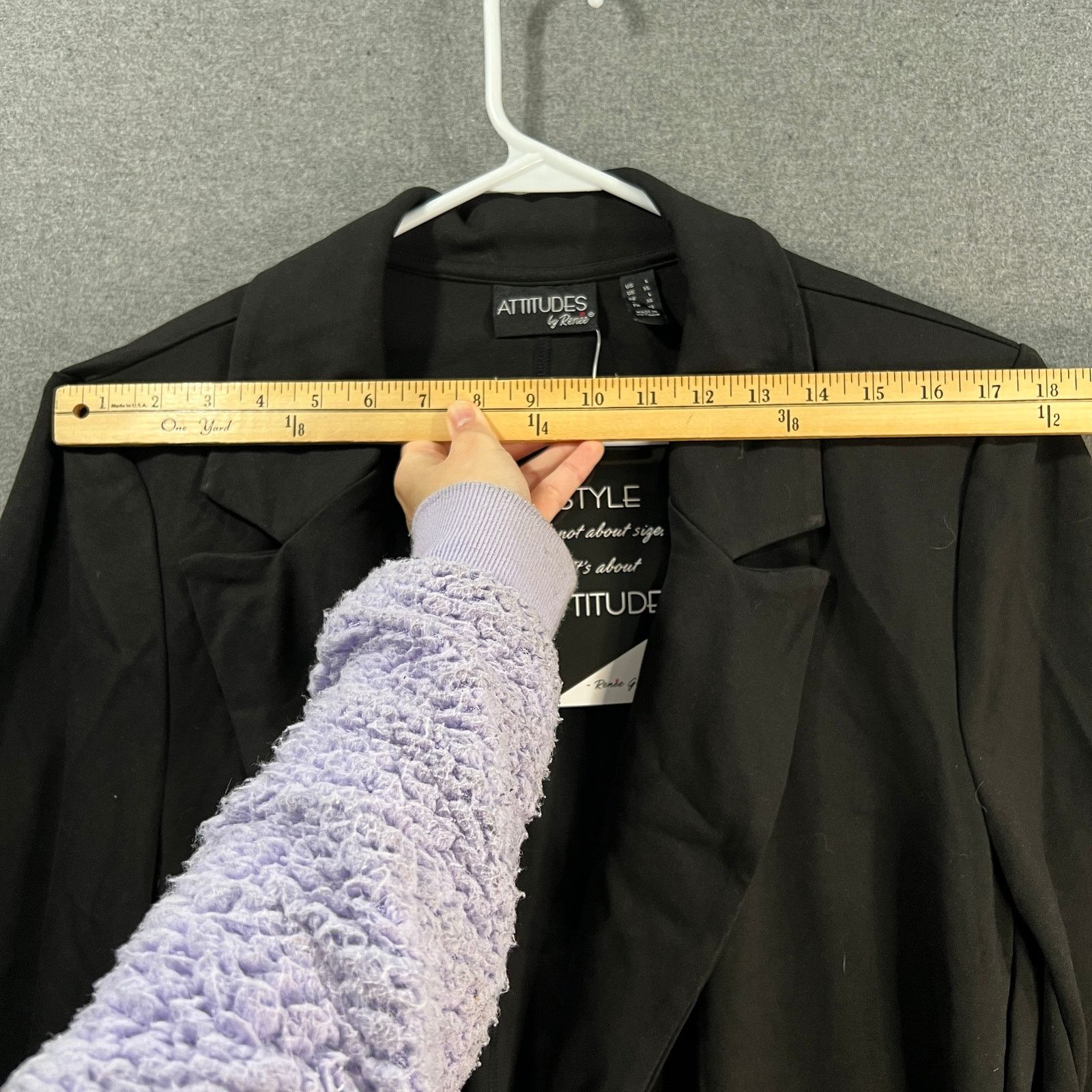 Other Attitudes by Renee Ponte Open-Front Girlfriend Blazer Black Size M / US 6-8 / IT 42-44 - 8 Thumbnail