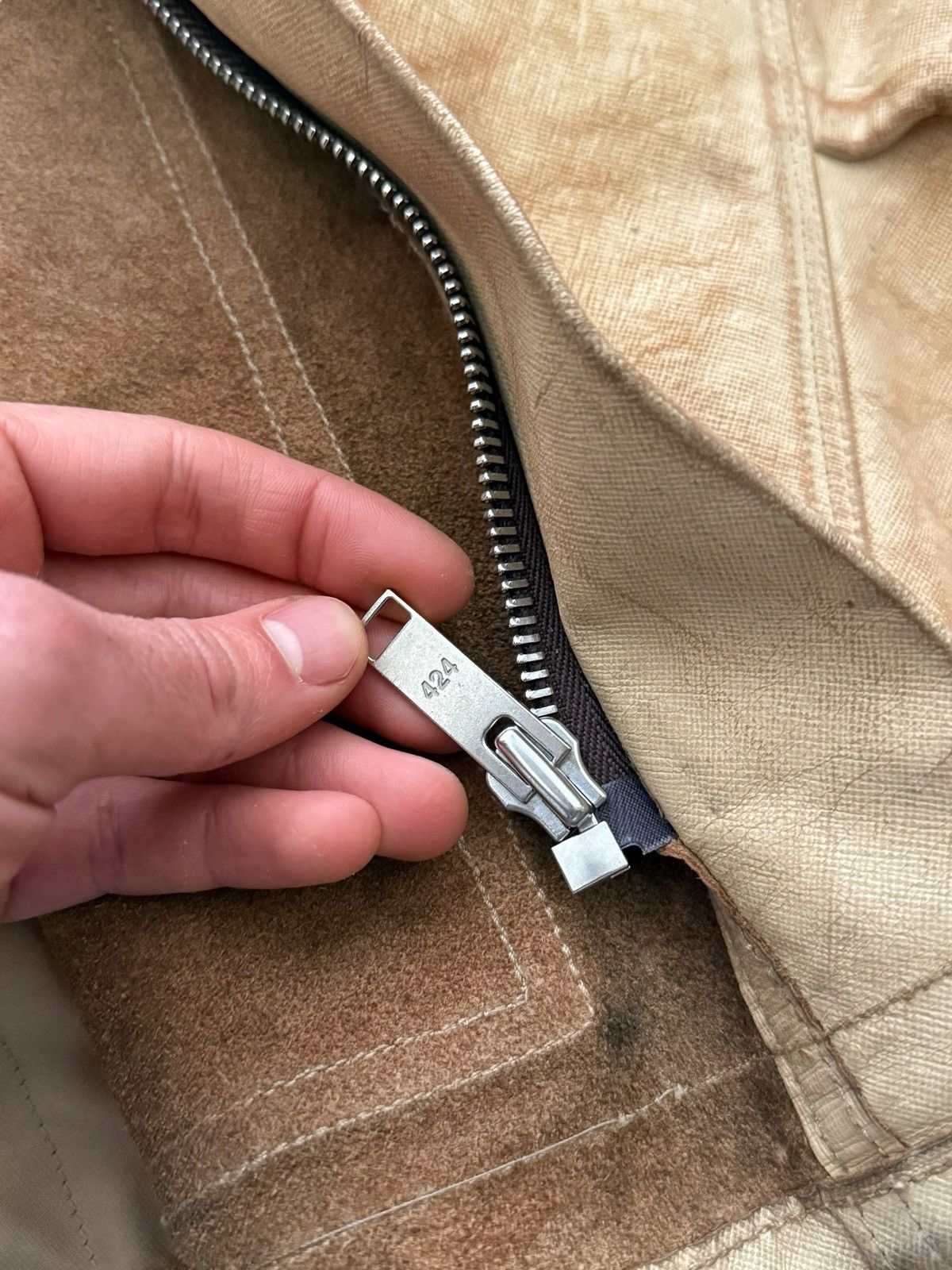 424 RARE $5k Leather Distressed “Carhartt” Work Jacket Size US M / EU 48-50 / 2 - 16 Thumbnail