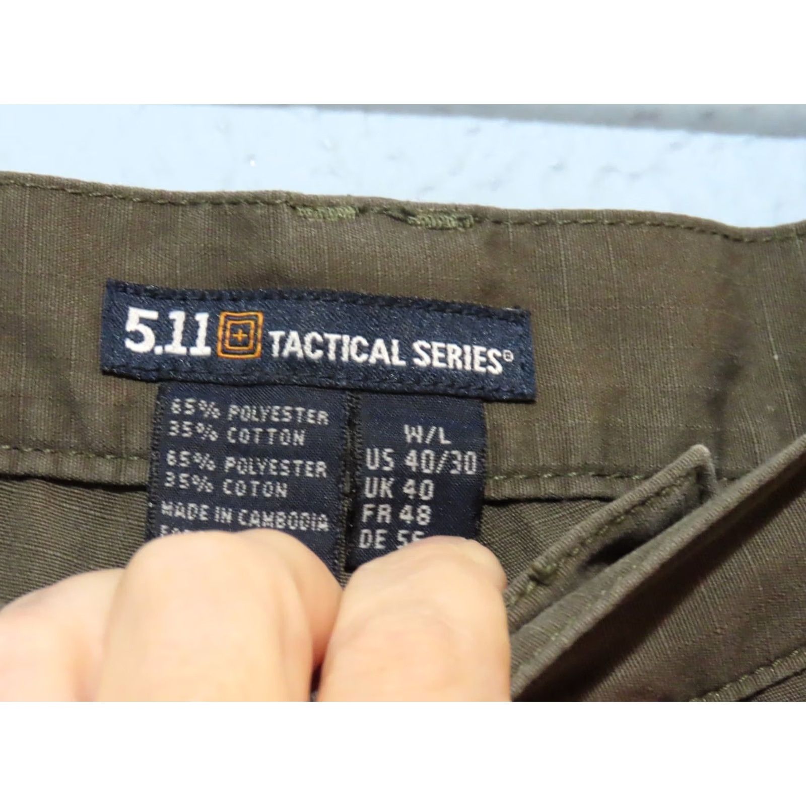 Vintage 5.11 Tactical Pants Men 40x30 Green Khaki Cargo Canvas Cotton Flat Front Straight Style Workwear 511 Tactical 74273 Size US 40 / EU 56 - 5 Thumbnail