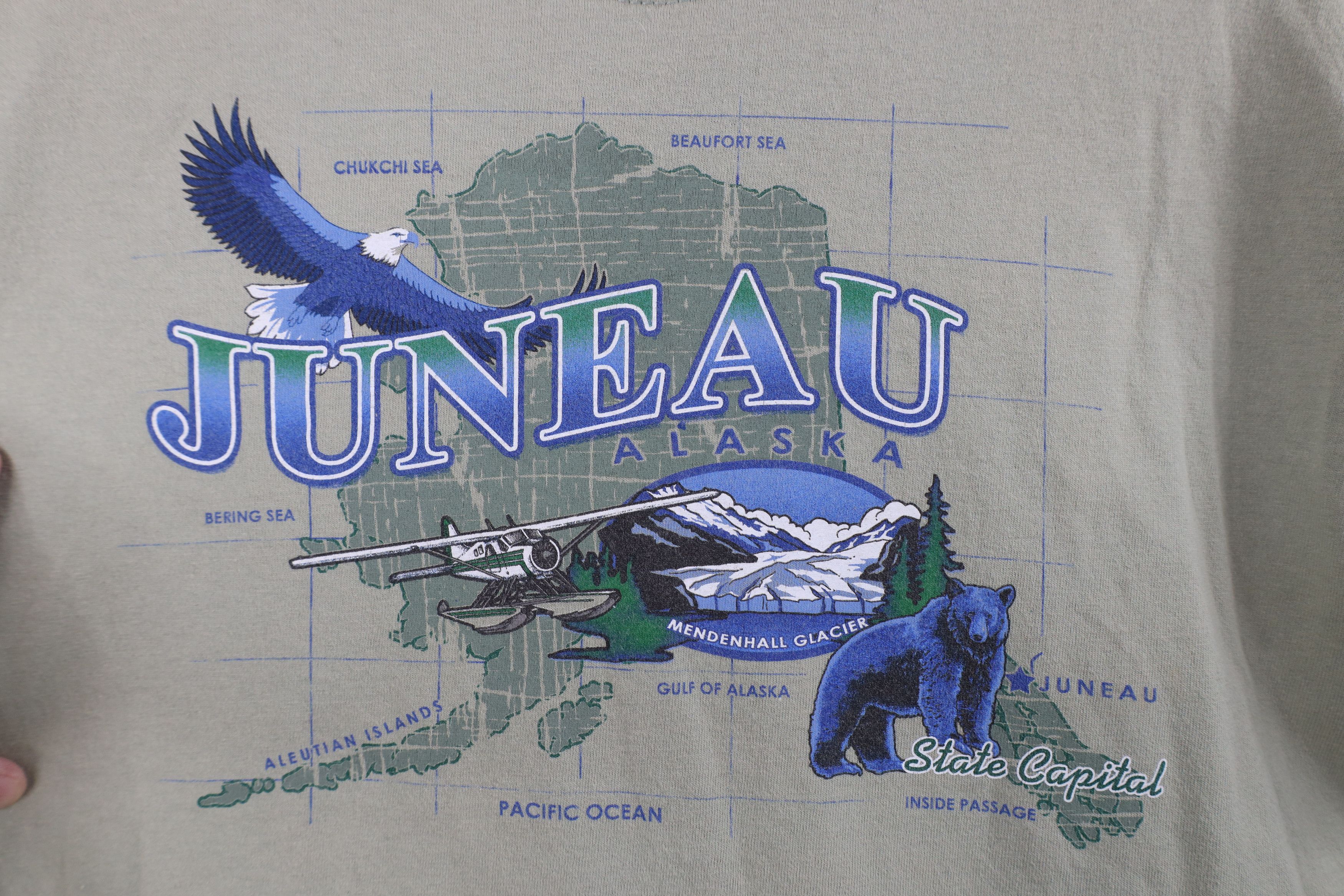 Vintage Vintage 90s Streetwear Alaska Map Nature Eagle T-Shirt Size US S / EU 44-46 / 1 - 4 Thumbnail