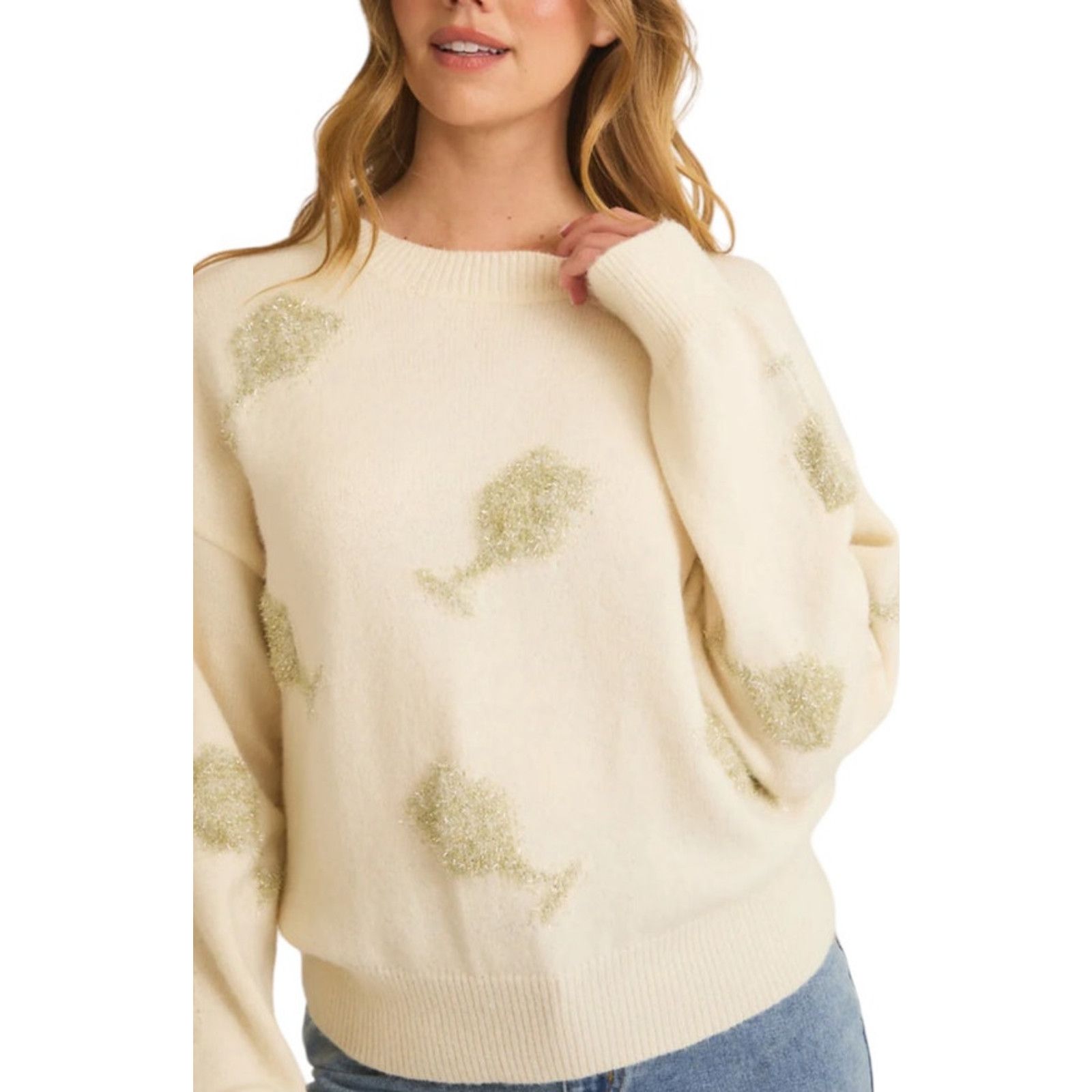 Other Gilli Cream Silver Champagne Glasses Graphic Novelty Sweater Size S / US 4 / IT 40 - 5 Thumbnail