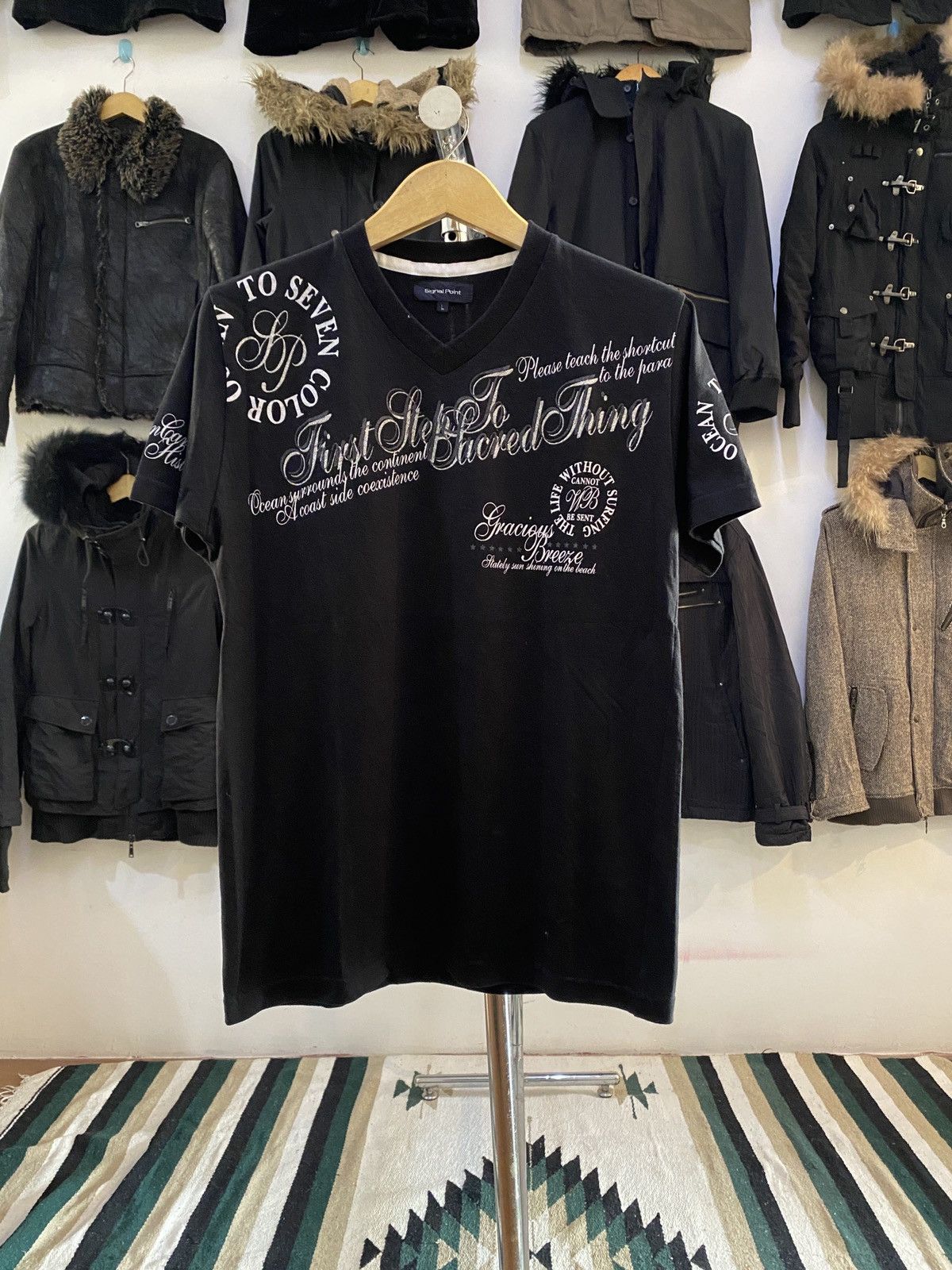 Hysteric Glamour × Undercover JAPANESE SignalPoint Poem Lgb ISWN Maison Margiela Style TEE Size US L / EU 52-54 / 3 - 1 Thumbnail