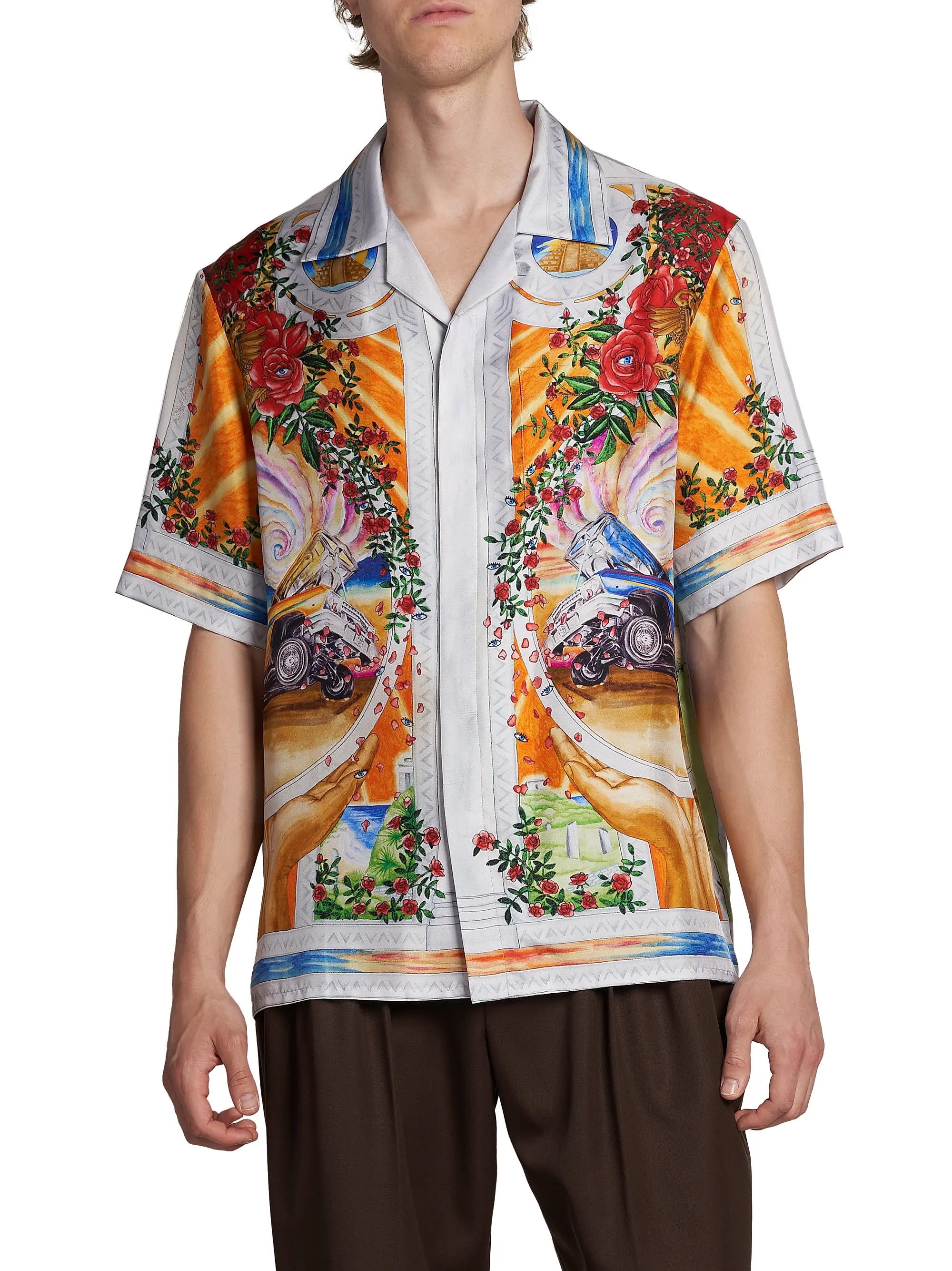 Casablanca os11x0725 Short-Sleeve Cuban Collar Silk Shirt in Multicolor Size US XL / EU 56 / 4 - 3 Thumbnail