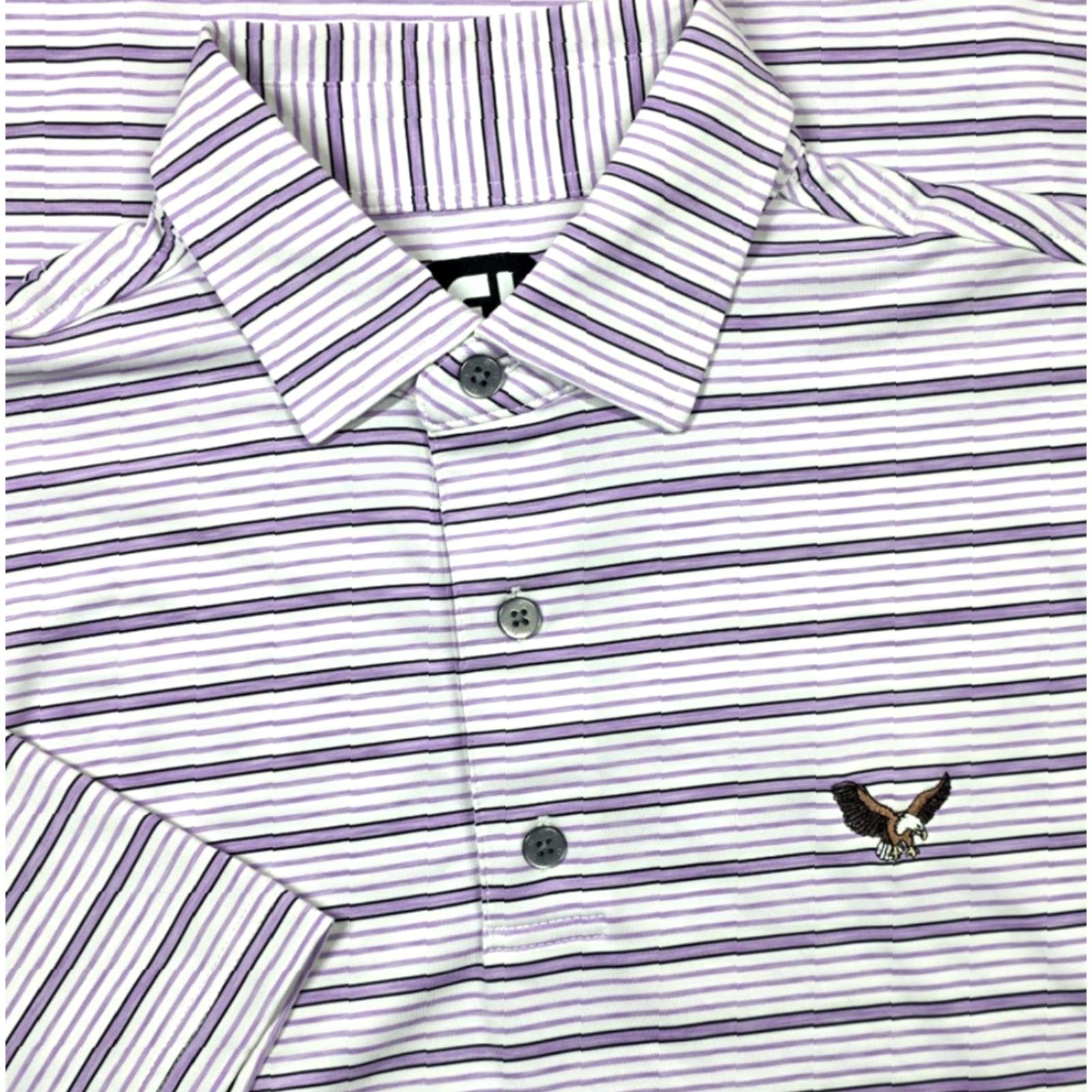 Footjoy FootJoy FJ Mens L Short Sleeve Pink White Stripe Performance Golf Polo Shirt Size US L / EU 52-54 / 3 - 2 Thumbnail