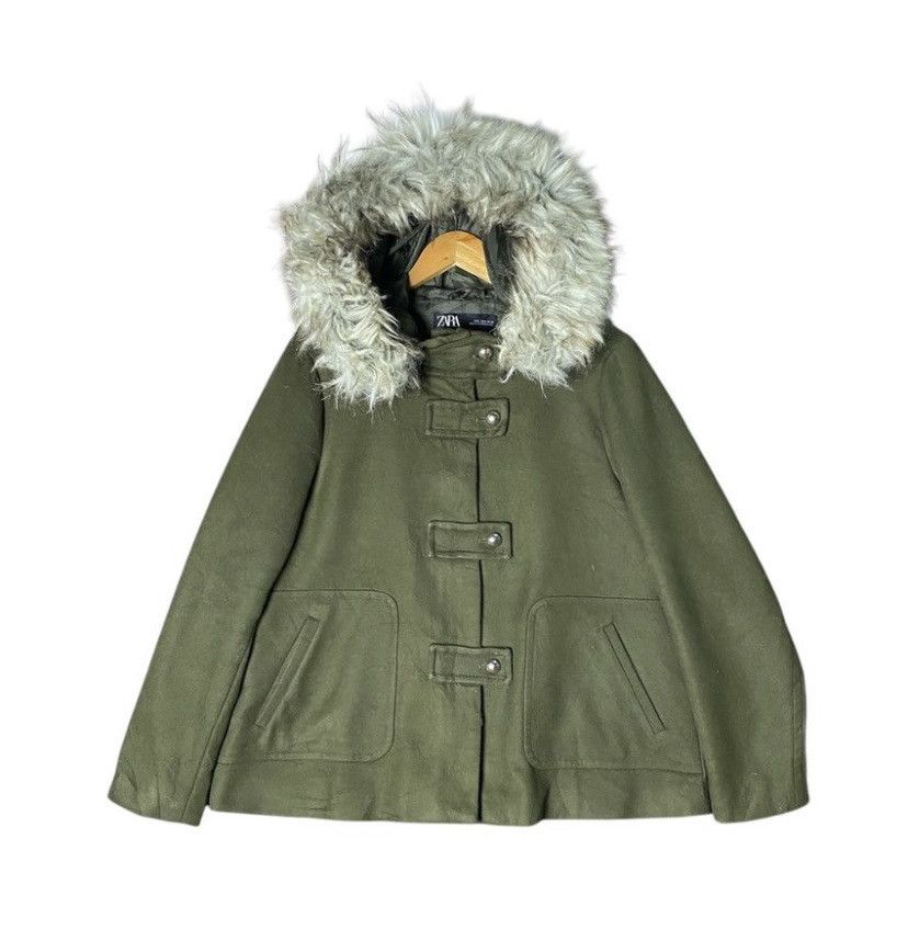Zara 2000s - Zara Fur & Faux Fur Wool Jacket Size L / US 10 / IT 46 - 1 Thumbnail