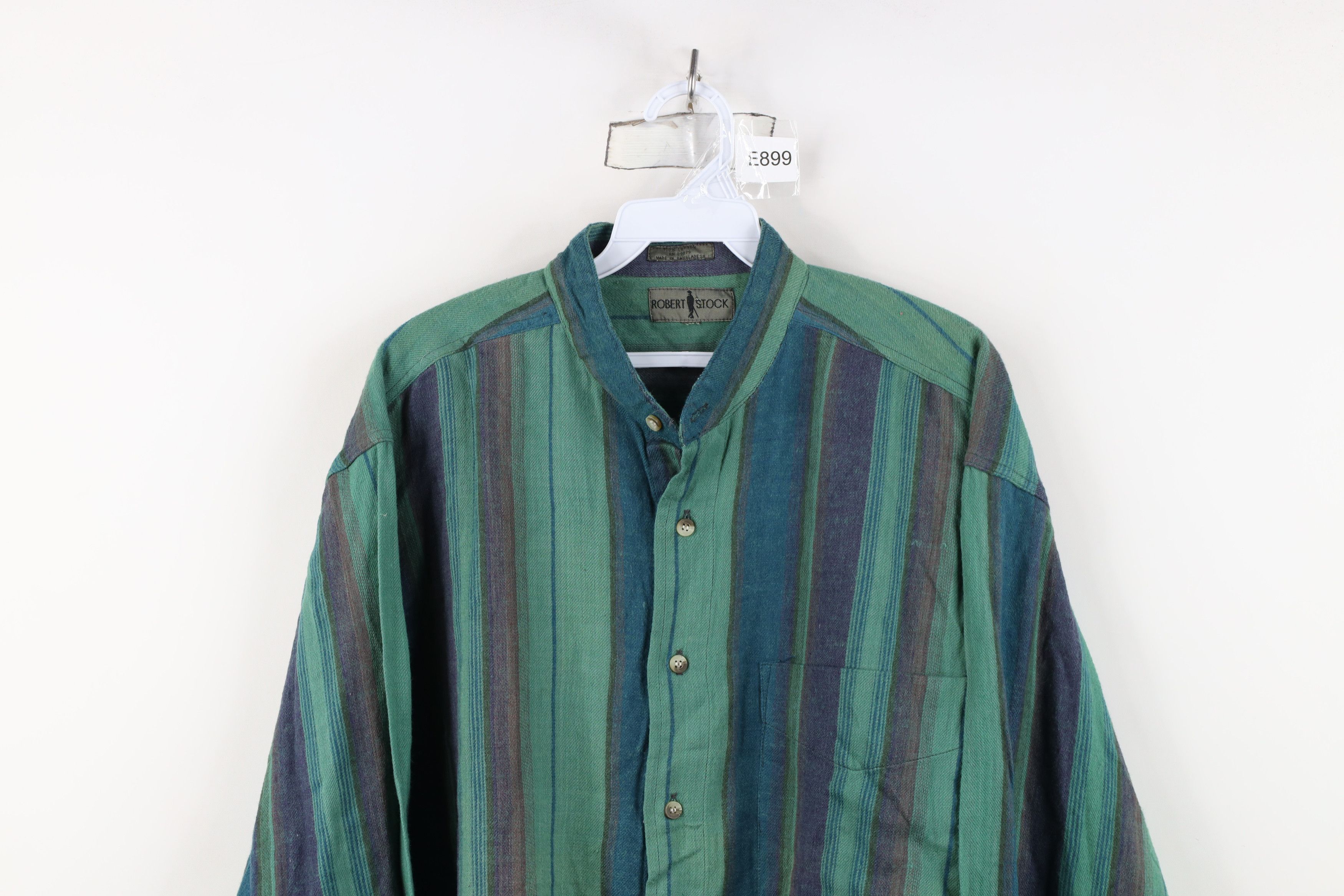 Vintage Vintage 90s Streetwear Flannel Band Collar Button Shirt Size US XXL / EU 58 / 5 - 2 Thumbnail
