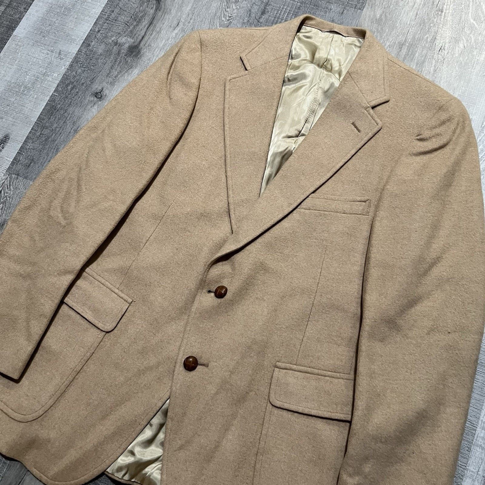 Polo Ralph Lauren VTG Polo University Ralph Lauren Tan Camel Hair 1980s Blazer Size 44R - 3 Thumbnail
