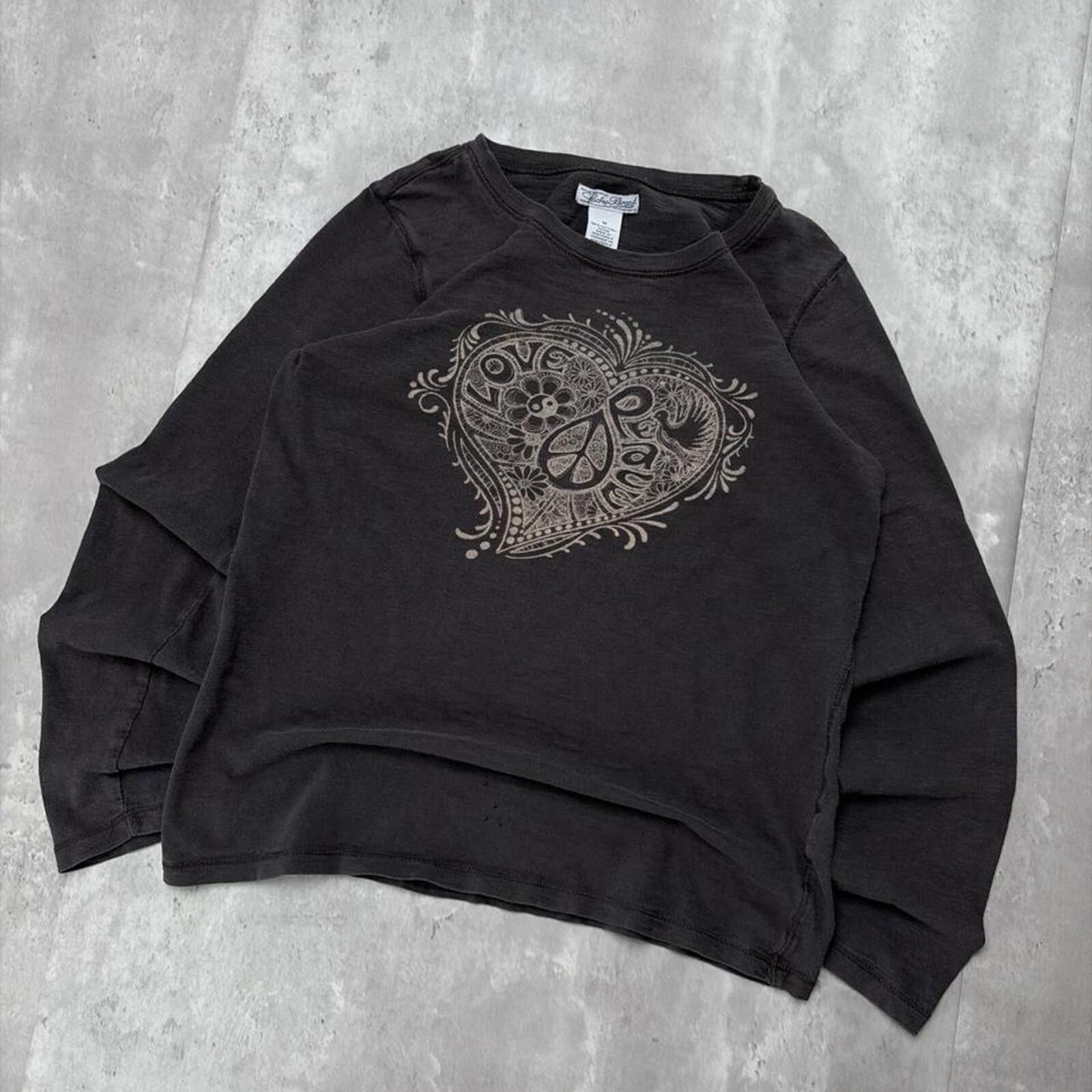 Lucky Brand Y2K Lucky Brand Grunge Distressed Long Sleeve Skater Shirt Size L / US 10 / IT 46 - 2 Thumbnail