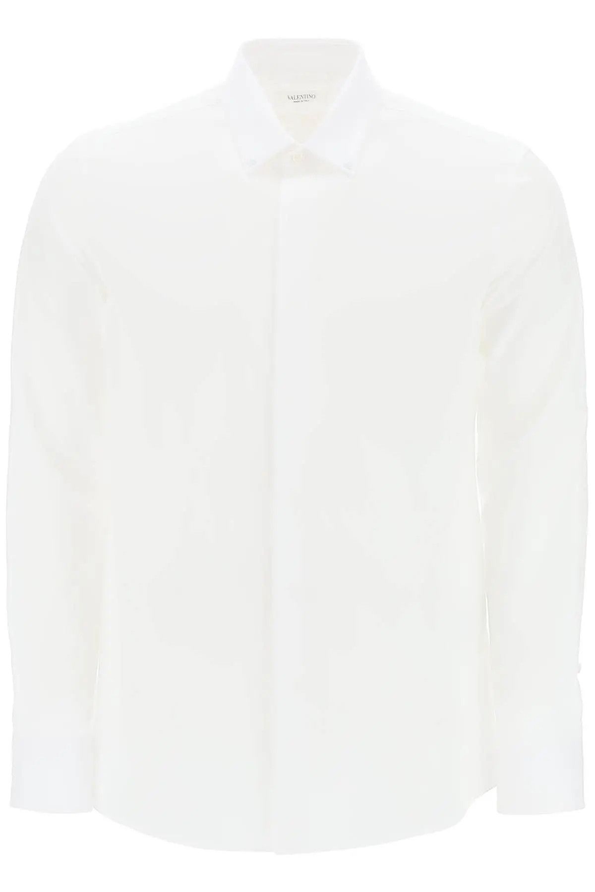image of Valentino Garavani O1S22I1N0124 Rockstud Unlimited Slim Fit Shirt In White, Men's (Size Medium)