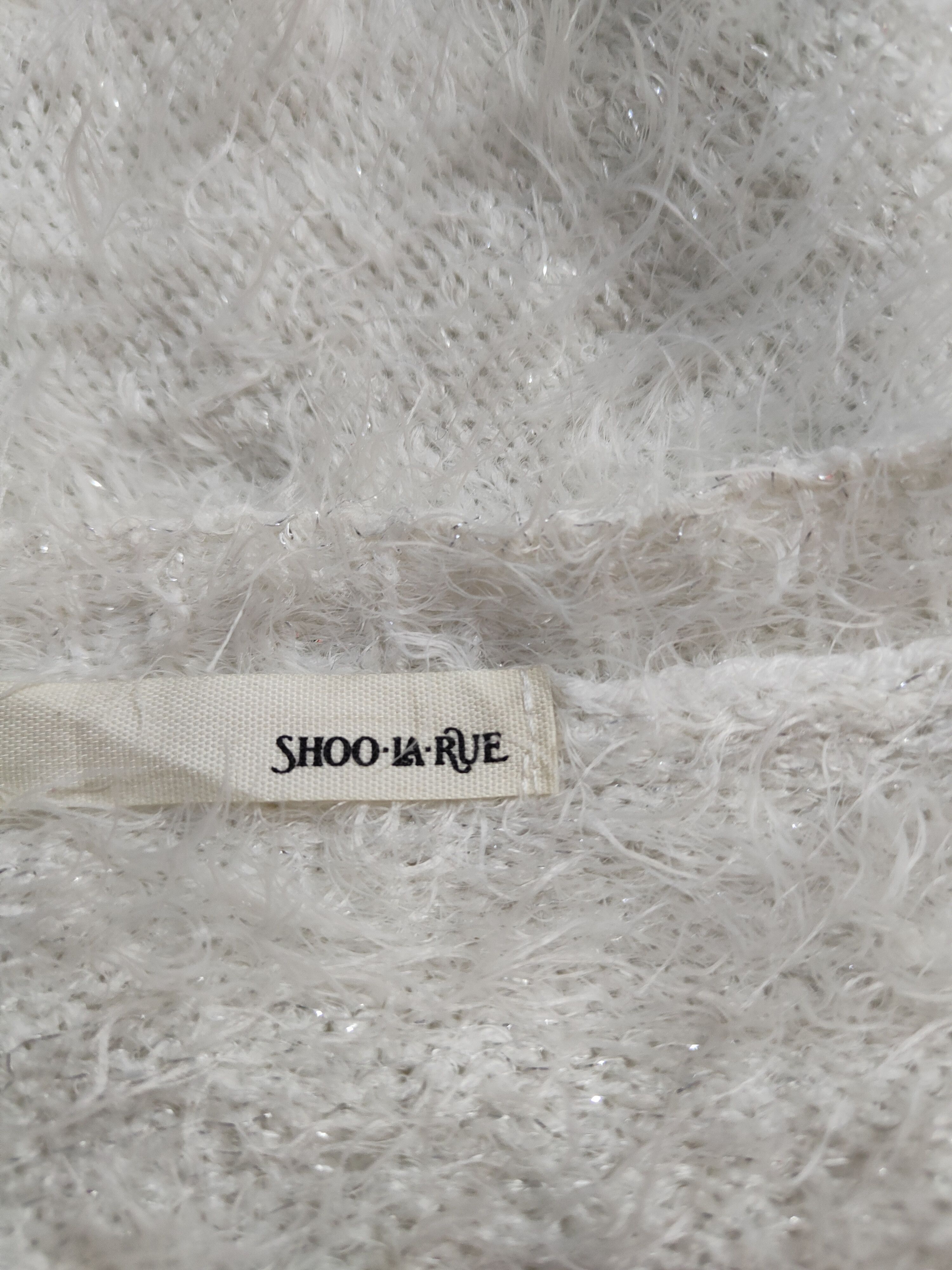 Homespun Knitwear Shoo La Roo White Shag Shaggy Fur Mohair Knitwear #S2109 Size L / US 10 / IT 46 - 12 Thumbnail