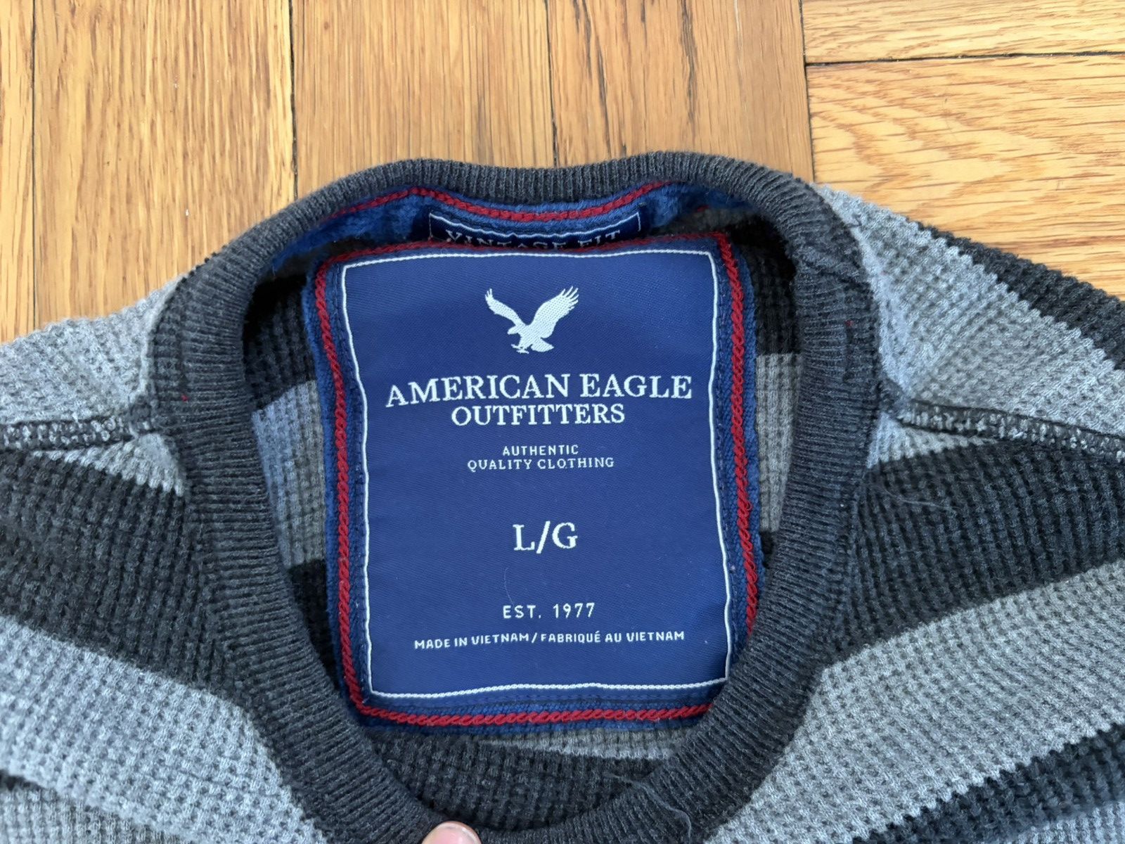 American Eagle Outfitters Vintage American Eagle Striped Waffle Knit Thermal Shirt Size US L / EU 52-54 / 3 - 3 Thumbnail