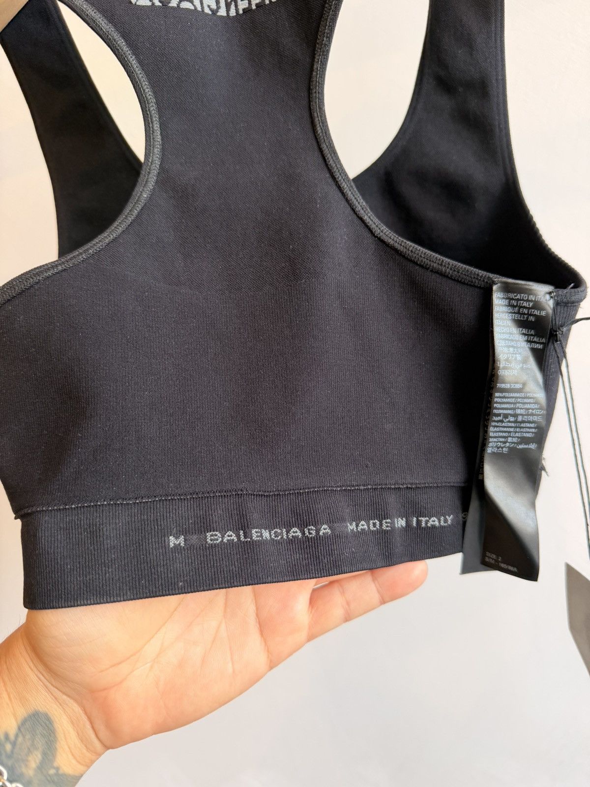 Balenciaga NWT Balenciaga Black Sports Bra Back Logo Top Women’s Size 2 Size S / US 4 / IT 40 - 7 Thumbnail