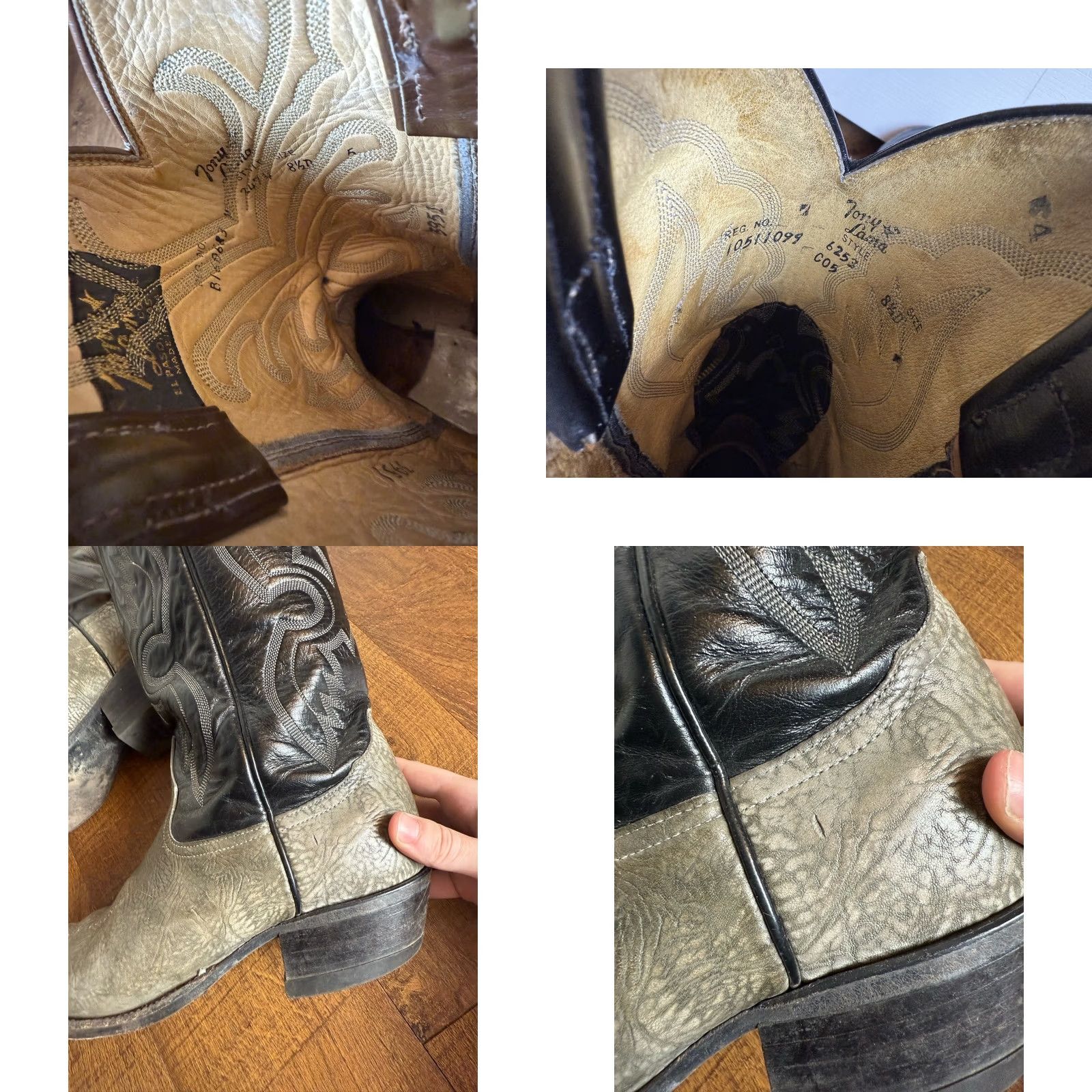 Tony Lama Tony Lama Mens 8.5D shrunken bull shoulder Boots Gray Leather Western Style 6253 Size US 9 / EU 42 - 8 Thumbnail