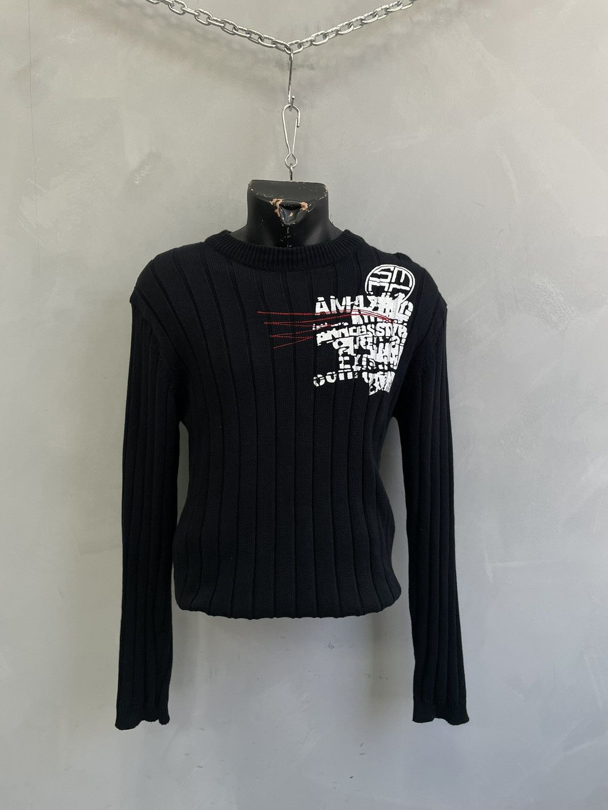 Hysteric Glamour Diesel style ribbed knit sweater rare y2k hype graffiti Size US S / EU 44-46 / 1 - 1 Thumbnail