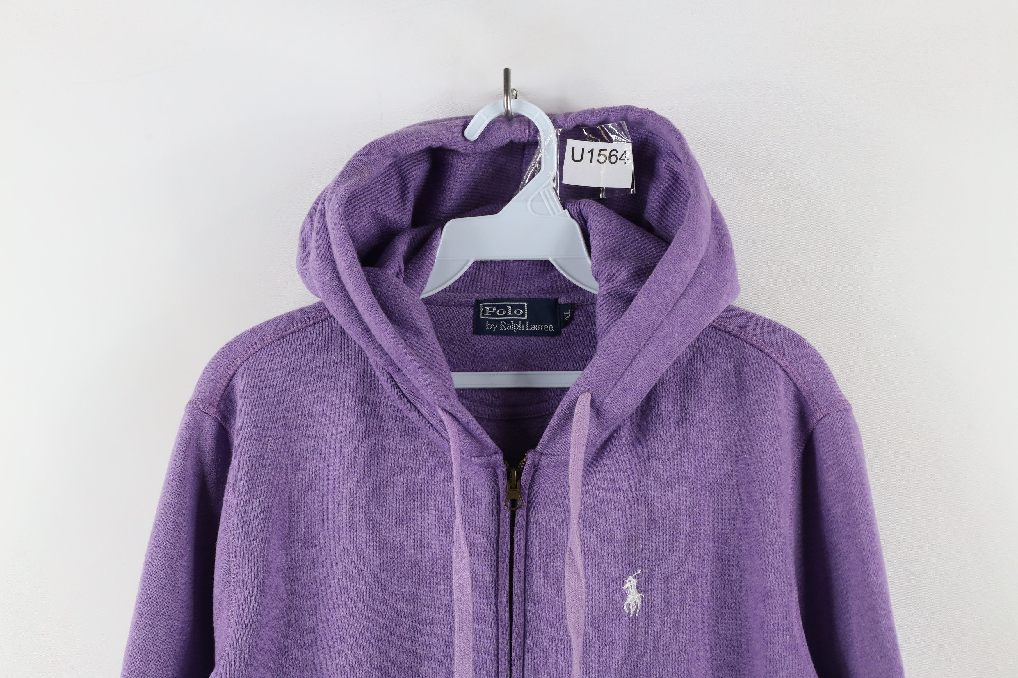 Ralph Lauren × Vintage Vintage 90s Ralph Lauren Full Zip Hoodie Sweatshirt Purple Size XXL / US 16-18 / IT 52-54 - 2 Thumbnail