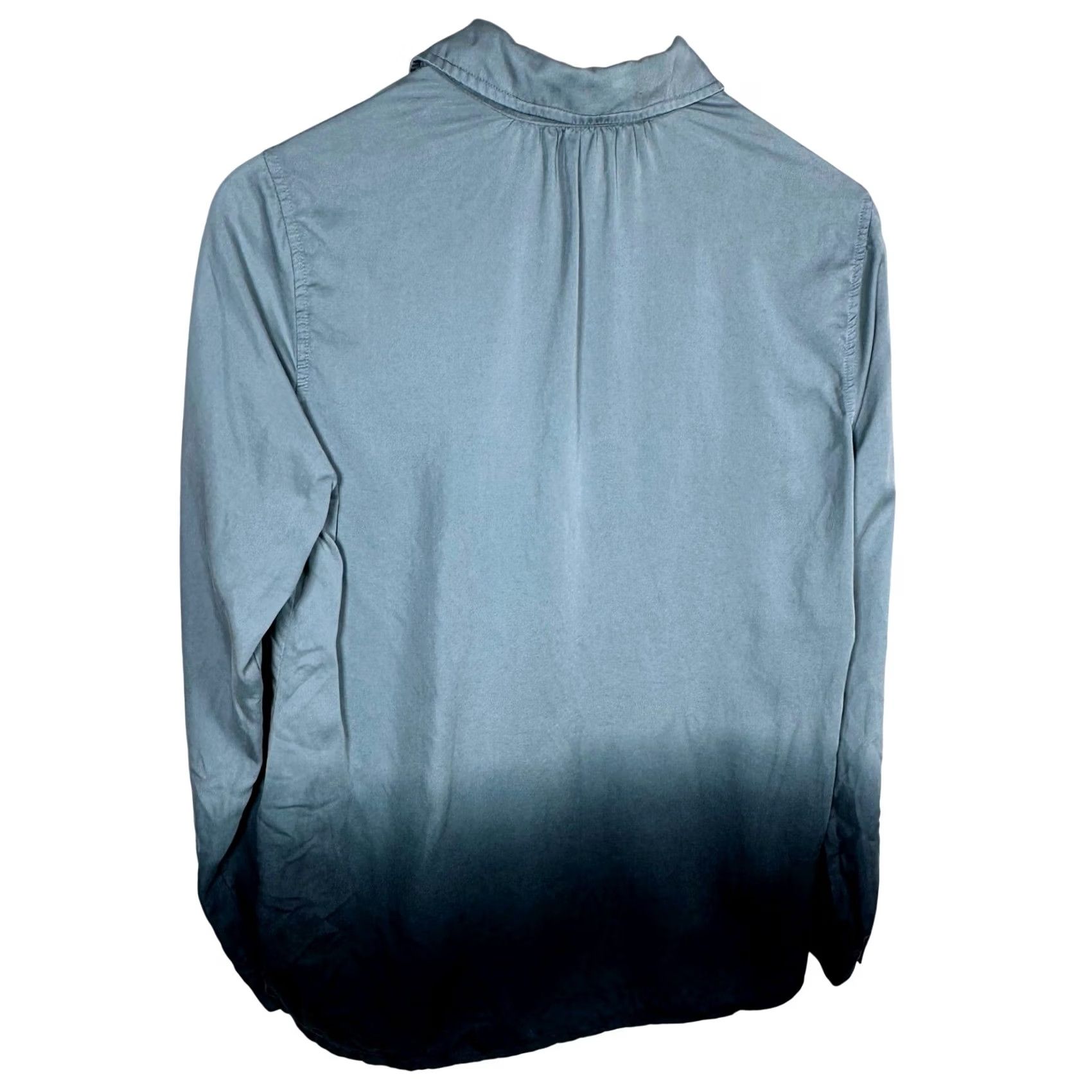 Anthropologie Cloth & Stone Ombre Button Down Shirt Blue Black XS Women Blouse V-Neck Long Sleeve Button Front Size XS / US 0-2 / IT 36-38 - 5 Thumbnail