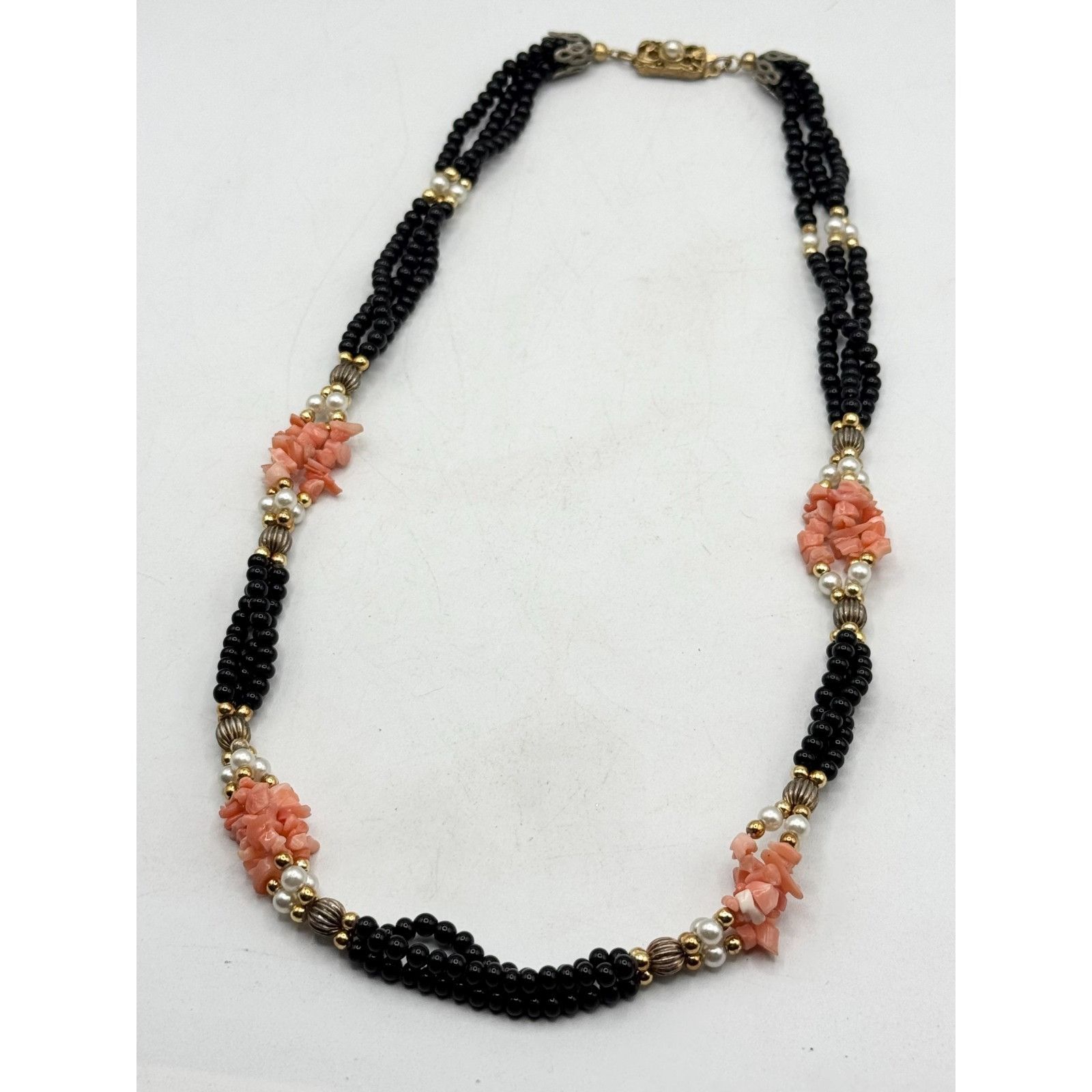 Other Vintage coral pearl onyx beaded multi strand necklace Size ONE SIZE - 4 Thumbnail