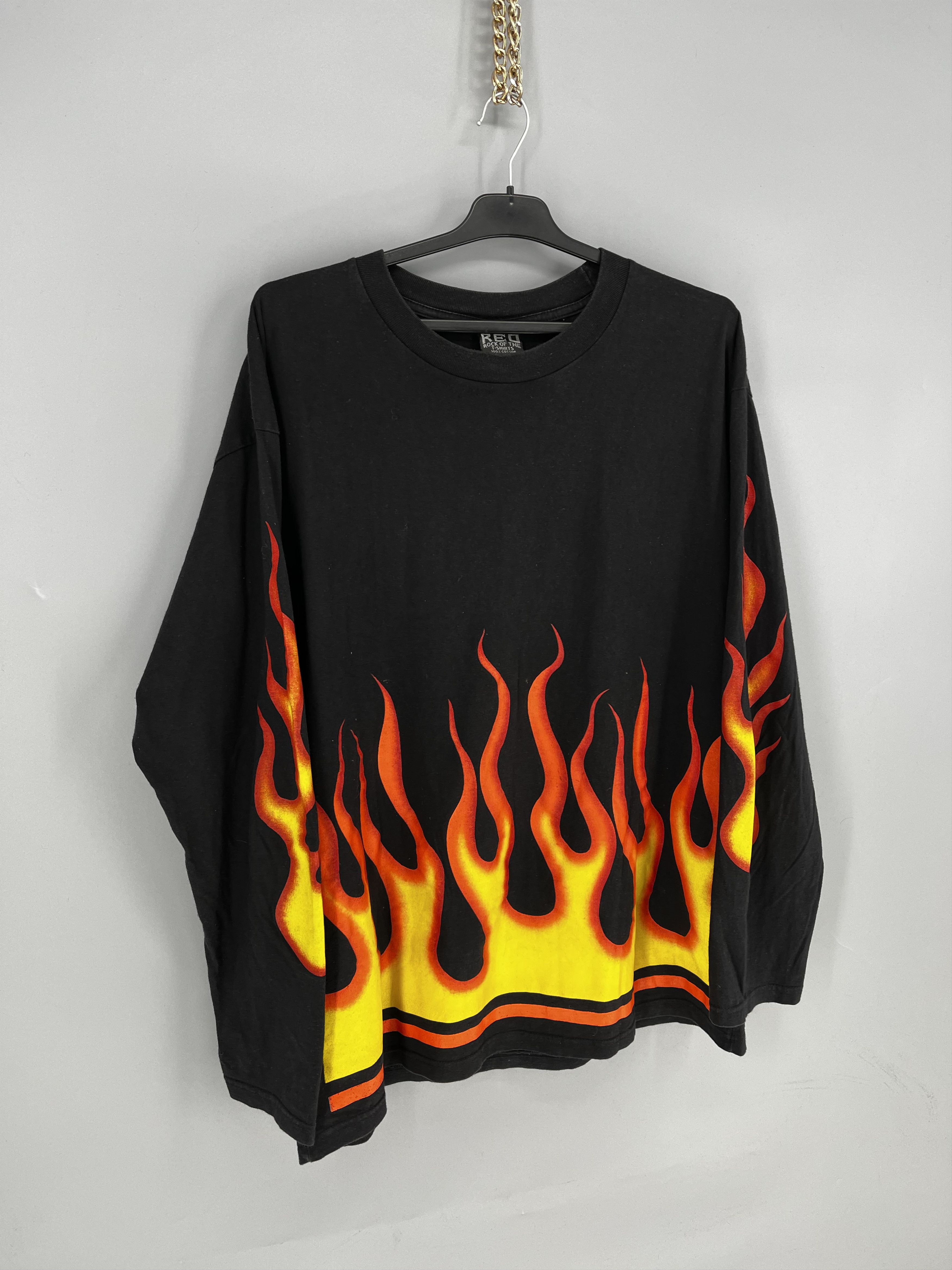 Vintage Vintage Y2K Flame All Over Print Longsleeve Tee Size US L / EU 52-54 / 3 - 2 Thumbnail