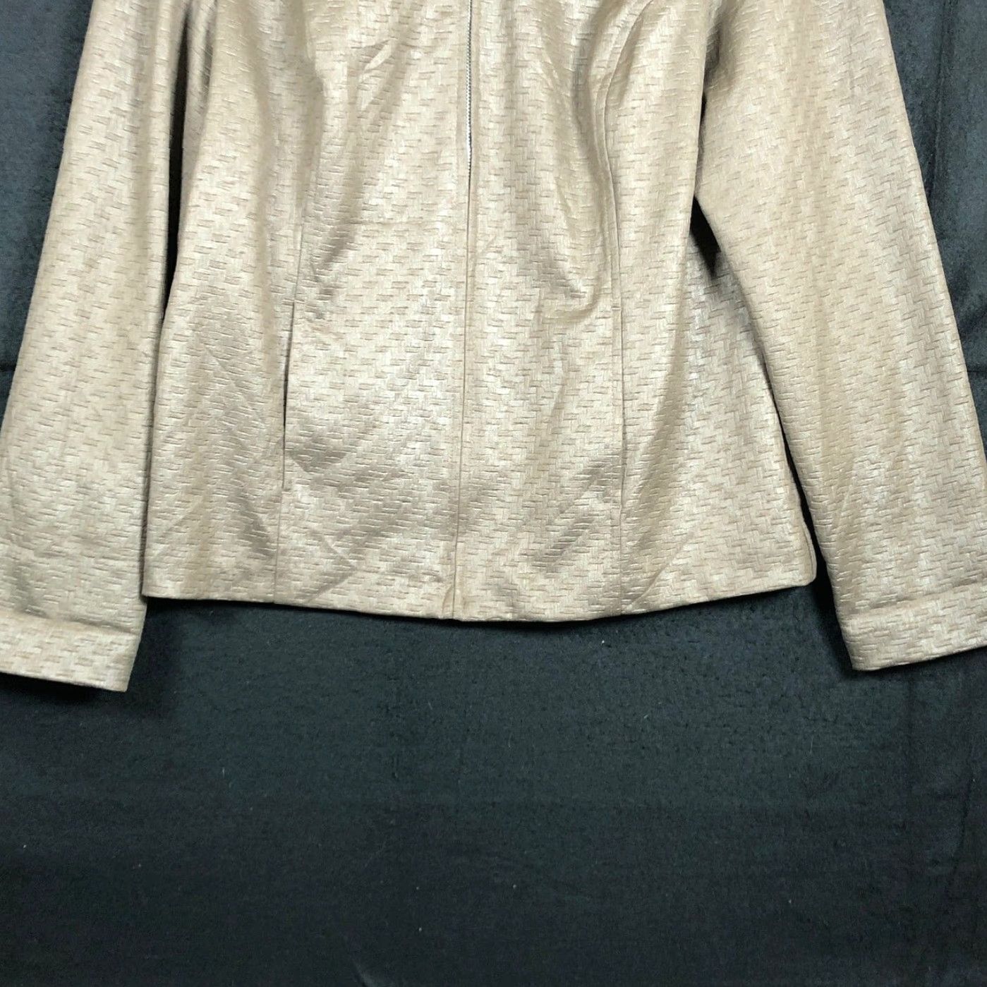 Vintage Chicos Womens Jacket Brown Textured Full Zip Long Sleeve 1 (M) Size M / US 6-8 / IT 42-44 - 3 Thumbnail
