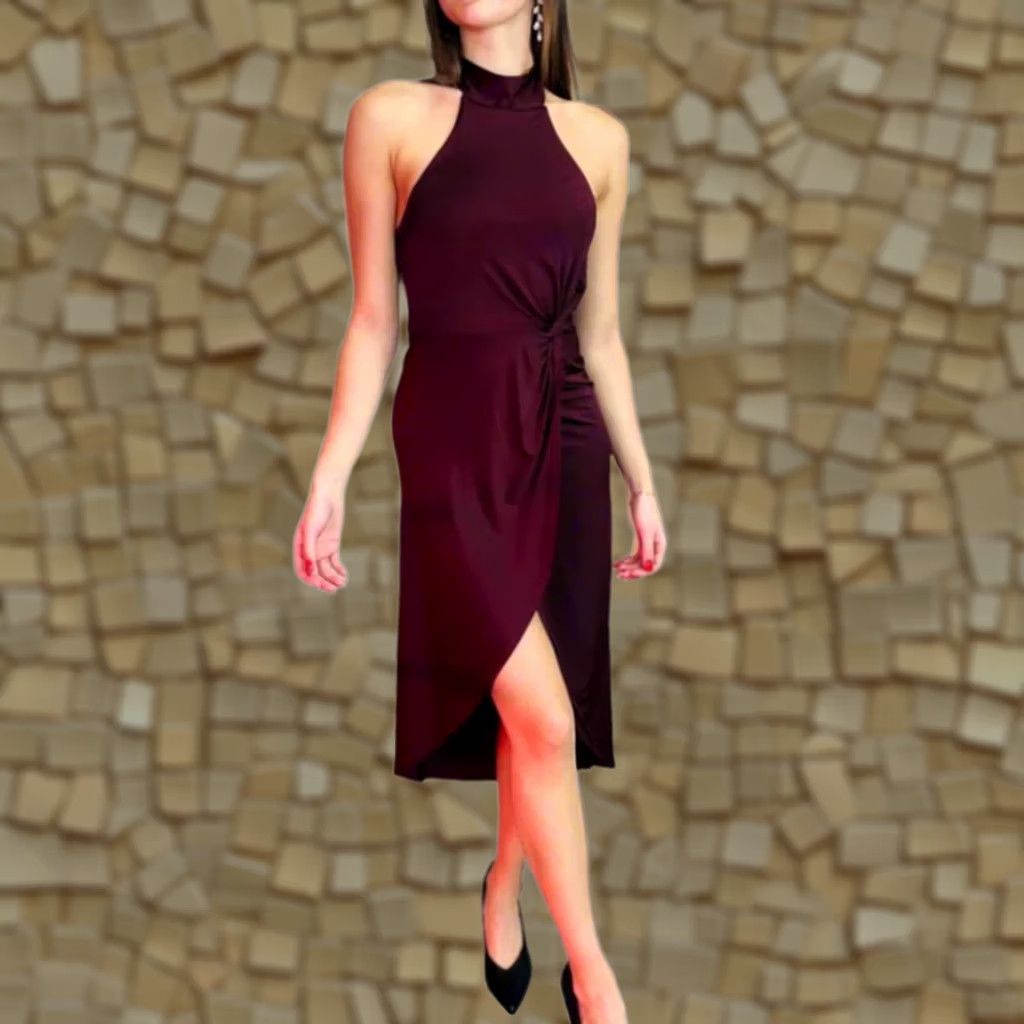 Ted Baker Ted Baker Womens Dress Halter Neck Knee Length Red 6 UK Betyel Dress Front Slit Size M / US 6-8 / IT 42-44 - 1 Thumbnail