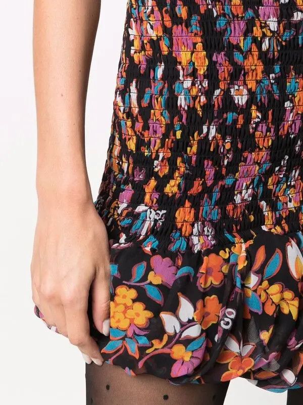 Saint Laurent Paris o1bcso1str1125 Strapless Smocked Mini dress in Multicolor Size S / US 4 / IT 40 - 4 Thumbnail