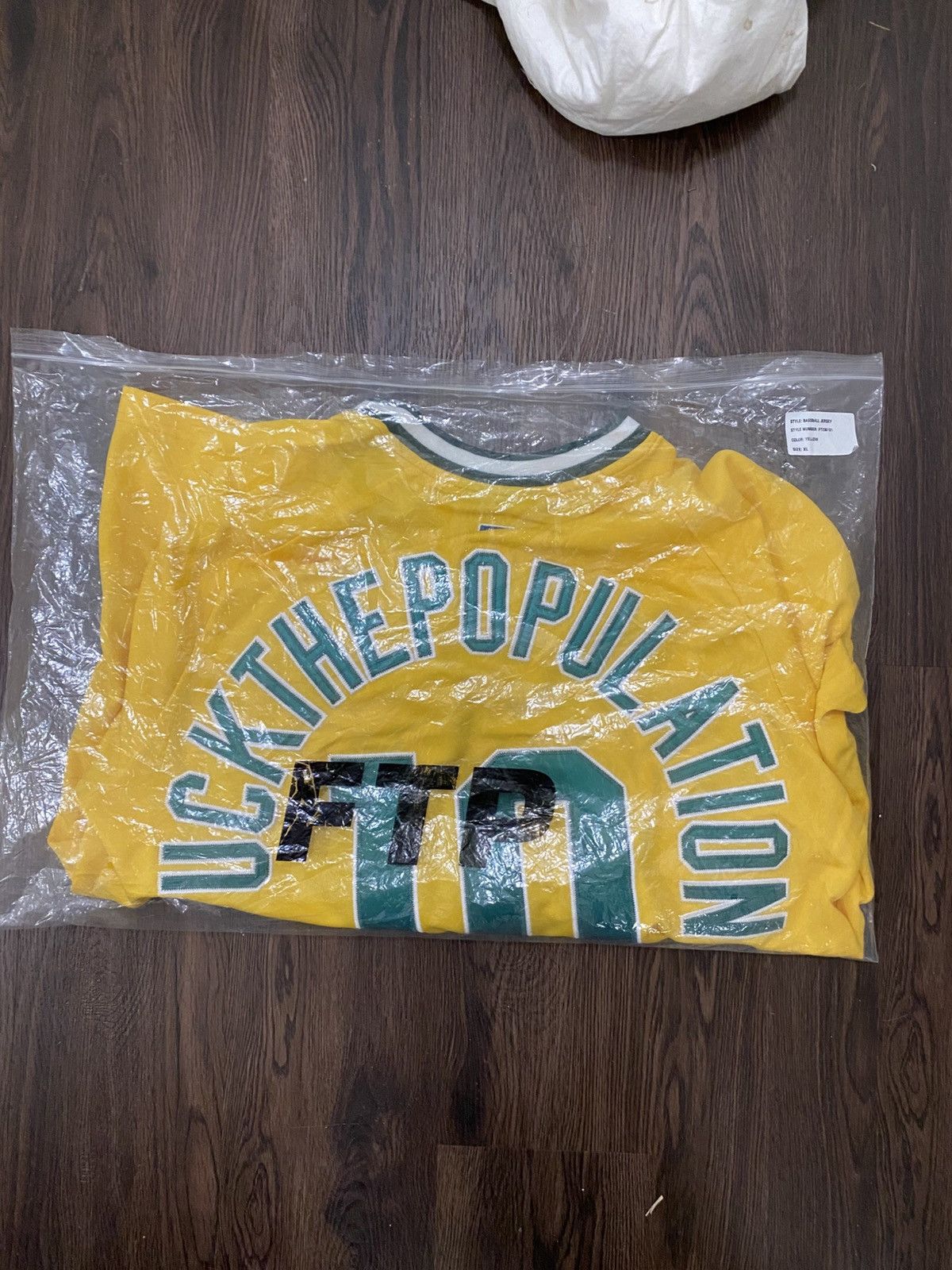 Fuck The Population FTP Script Pullover Baseball Jersey (YELLOW) Size US XL / EU 56 / 4 - 6 Thumbnail
