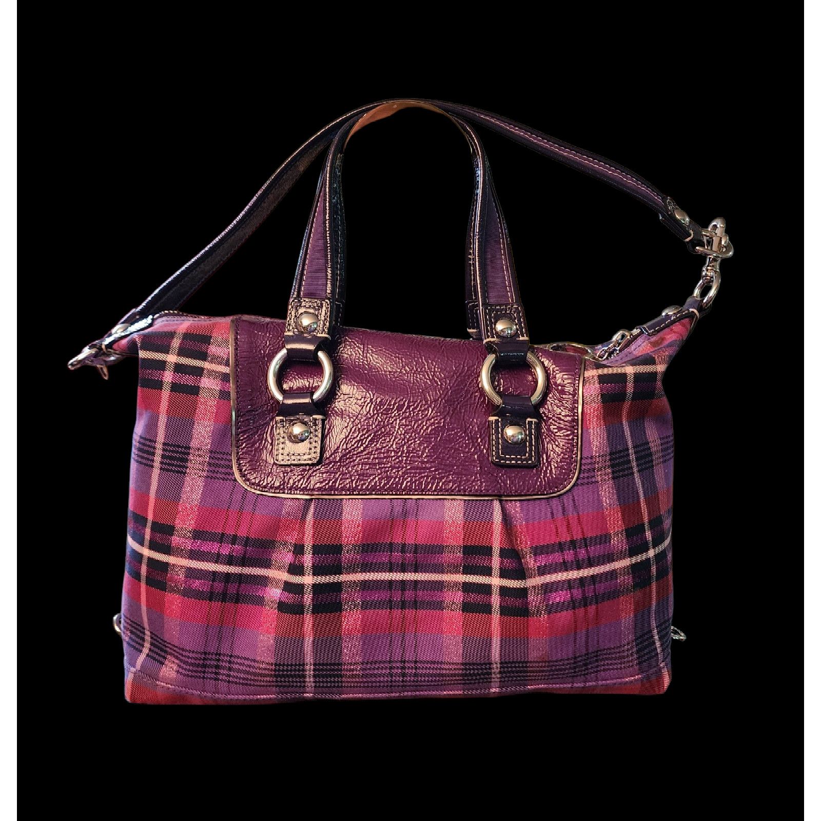 Coach Rare Find Coach Poppy Plaid purple pink metallic handbag Size ONE SIZE - 2 Thumbnail