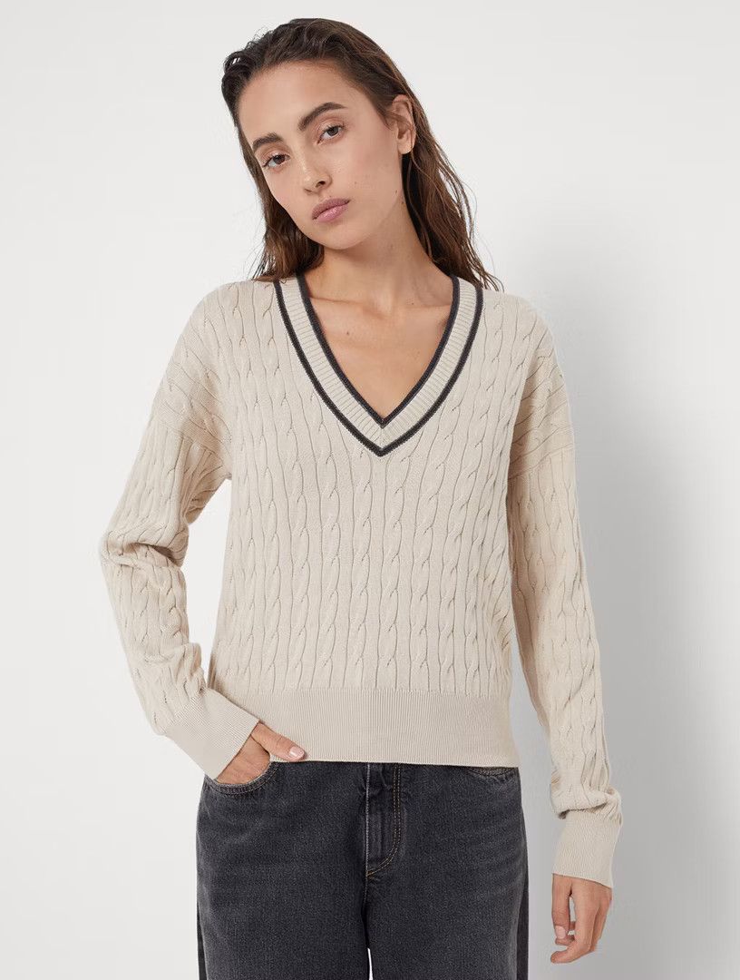 Brunello Cucinelli o1la1rc1a0425 Sweater in Beige Size M / US 6-8 / IT 42-44 - 2 Thumbnail