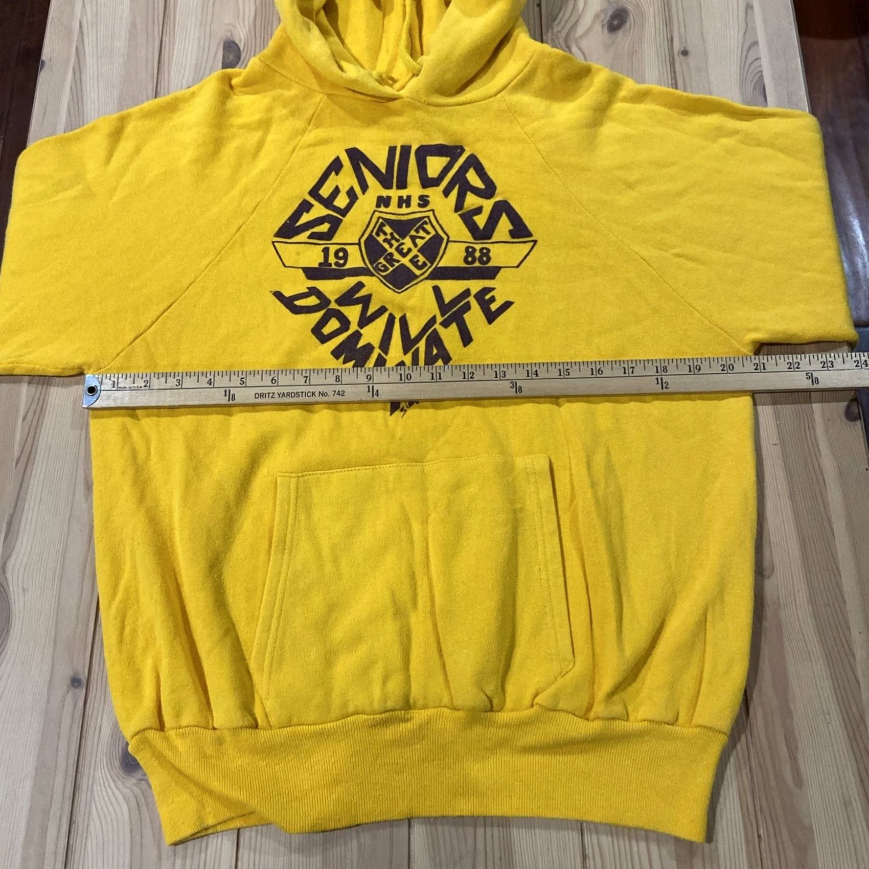Tultex VINTAGE Raglan Sweatshirt Hoodie Yellow Small Size US S / EU 44-46 / 1 - 6 Thumbnail