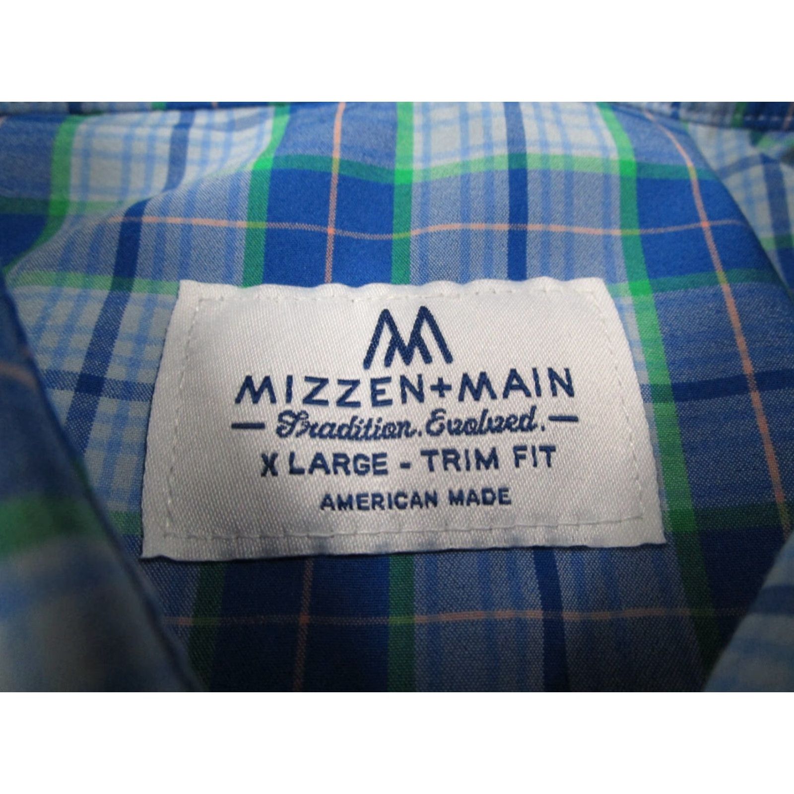 Mizzen+Main Mizzen+Main Button-Up Shirt Mens XL Blue Plaid Trim Fit Performance Work Shirt - Made in USA - 100% Polyester Blend - City, Preppy, Classic - Mens Size US XL / EU 56 / 4 - 3 Thumbnail