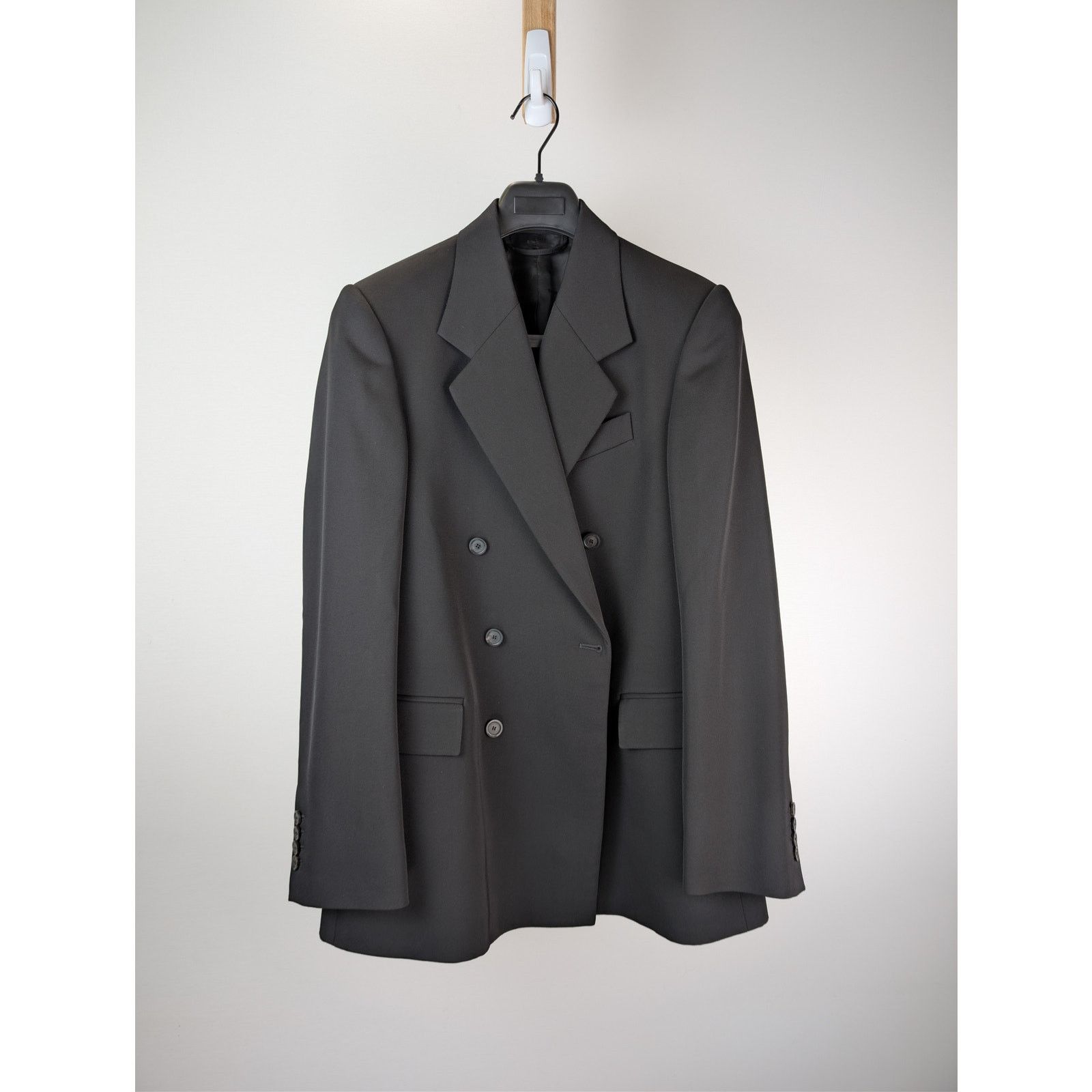 Balenciaga o1rshd1 Wool Barathea Shrunk DB Blazer / Jacket in Black Size US M / EU 48-50 / 2 - 9 Thumbnail