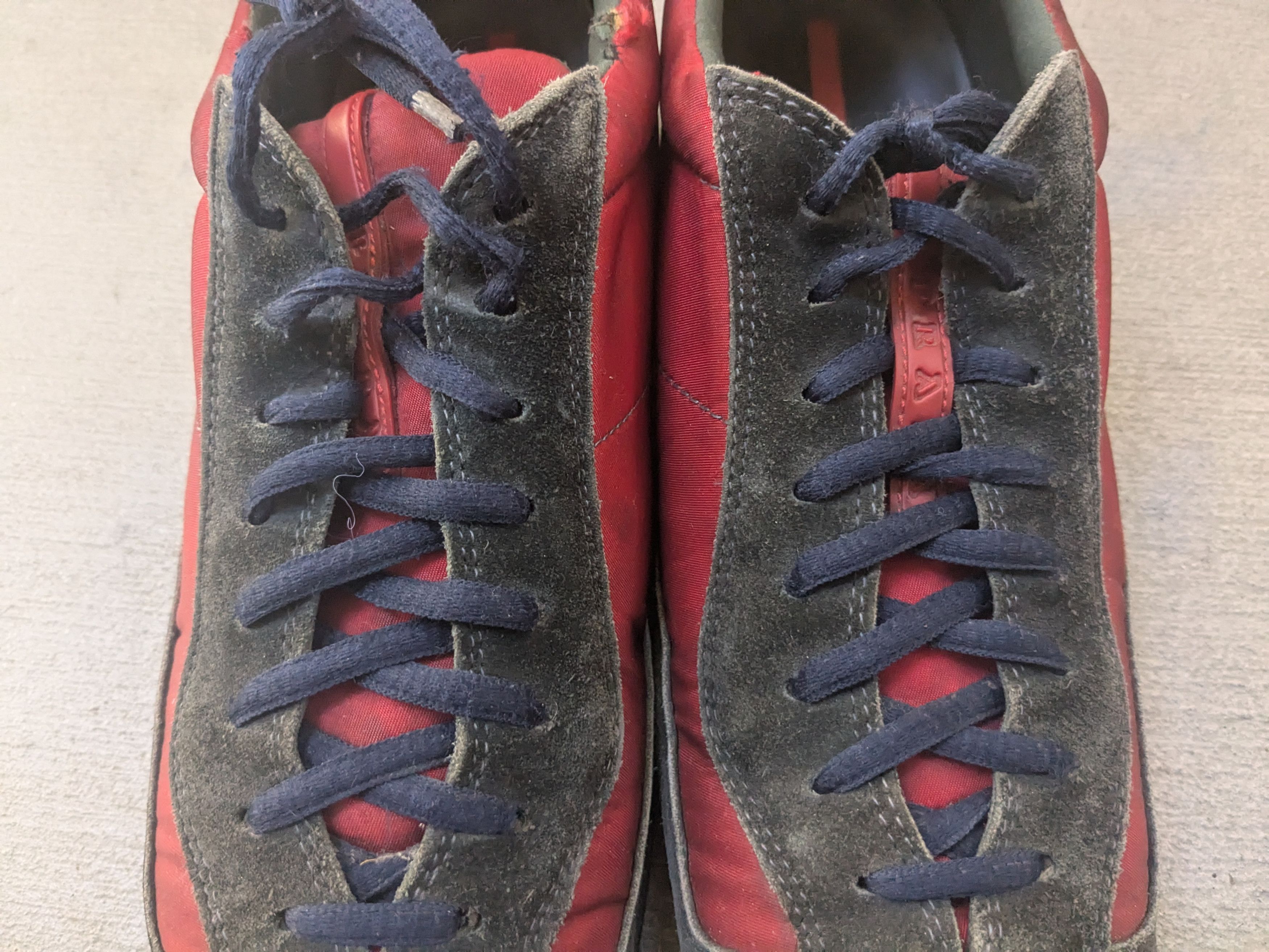Prada Prada Sneakers Red Navy Blue Suede 10 Low Tops Y2K Red Size US 10 / EU 43 - 6 Thumbnail