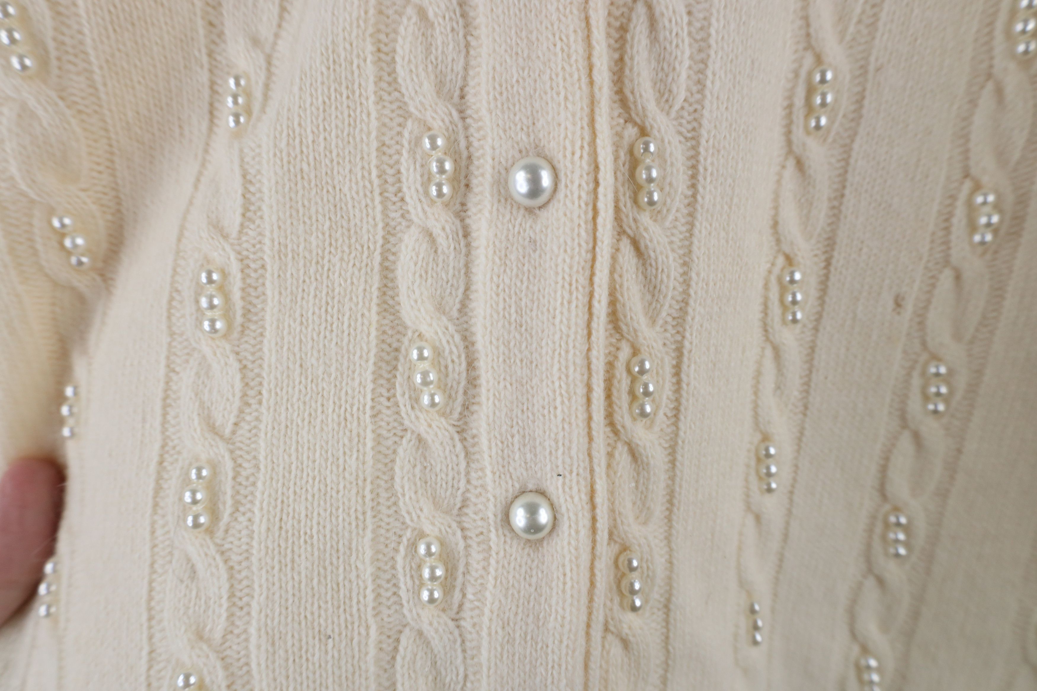 Vintage Vintage 90s Streetwear Angora Beaded Cardigan Sweater Size L / US 10 / IT 46 - 6 Thumbnail