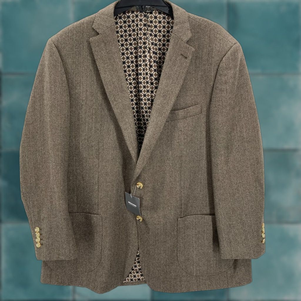 Vintage INDOCHINO Newbury 66 Blazer Jacket Mens 48 Brown Wool Herringbone NWT Sport Coat Jacket Mens 48 Brown Wool Herringbone NWT Size 48R - 1 Thumbnail