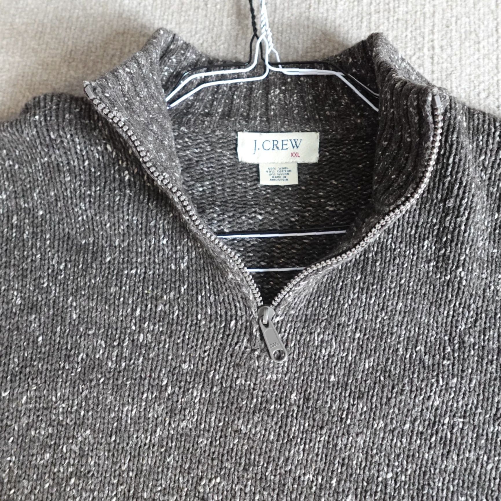 J.Crew VINTAGE J.CREW Sweater 2XL Brown 1/4 Zip Wool Blend Marled Ragg Knit Pullover Mens Size US XXL / EU 58 / 5 - 2 Thumbnail