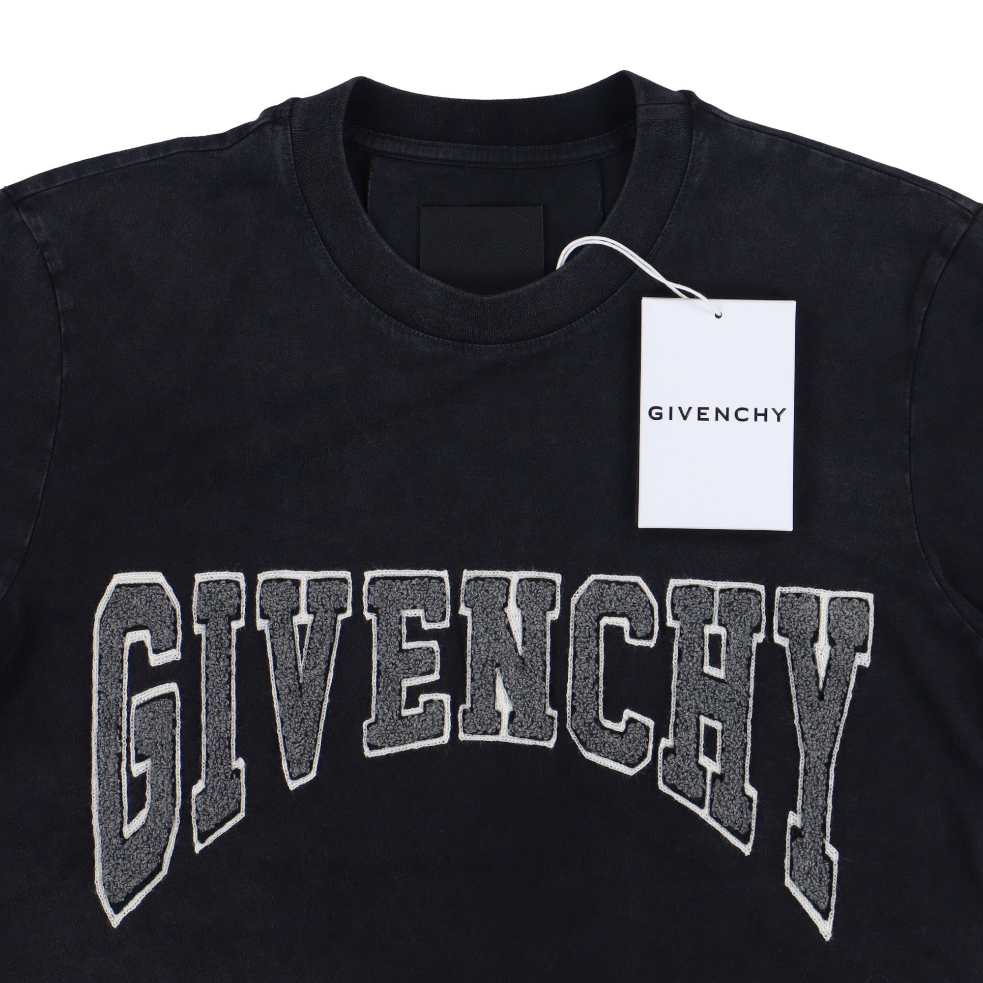 Givenchy Washed Black Cheneille Patch College Logo T-Shirt Size XS / US 0-2 / IT 36-38 - 3 Thumbnail