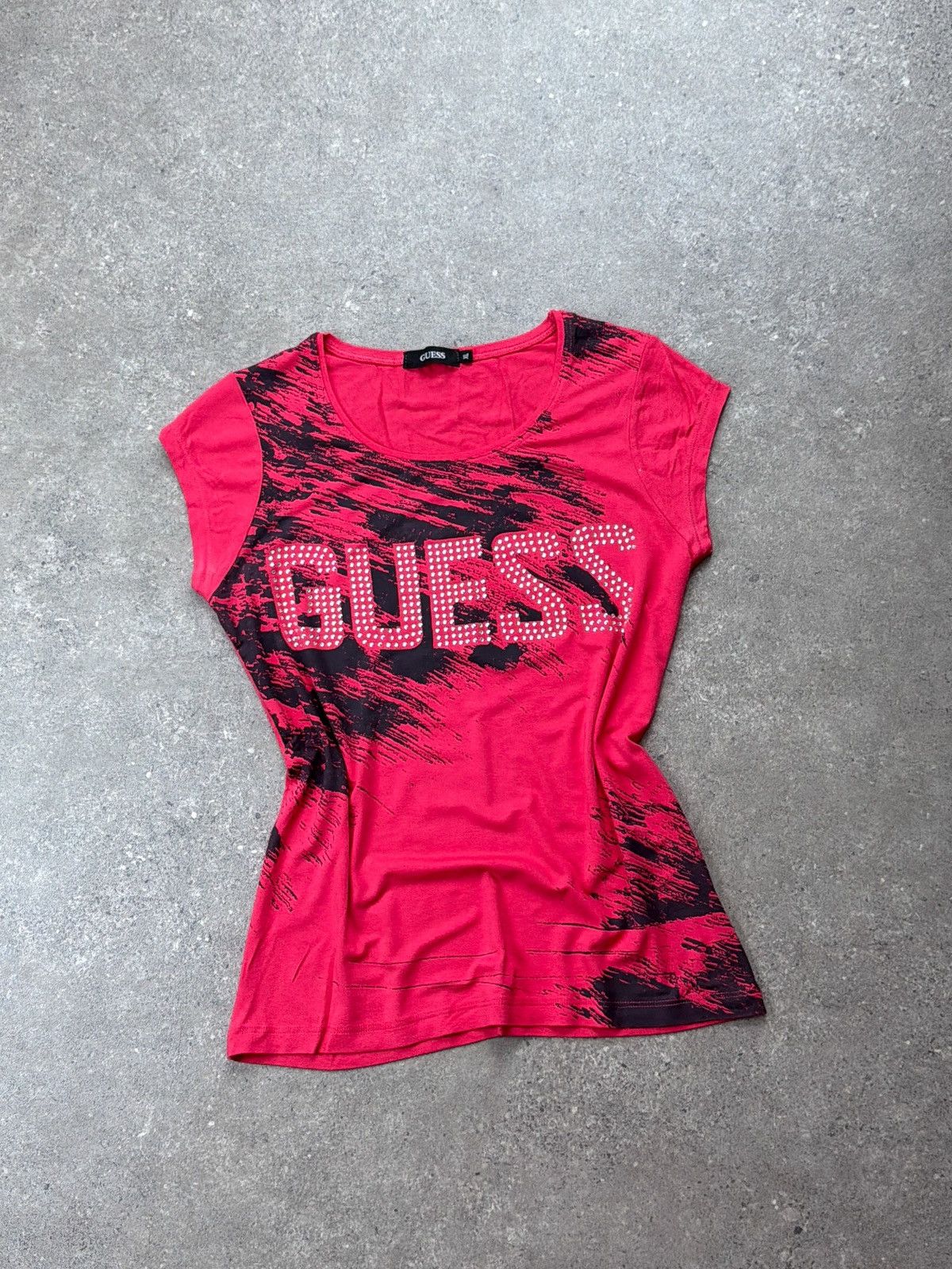 Guess Vintage Y2K Guess Rhinestones Big Logo Retro Sexy T-shirt Size XL / US 12-14 / IT 48-50 - 1 Thumbnail