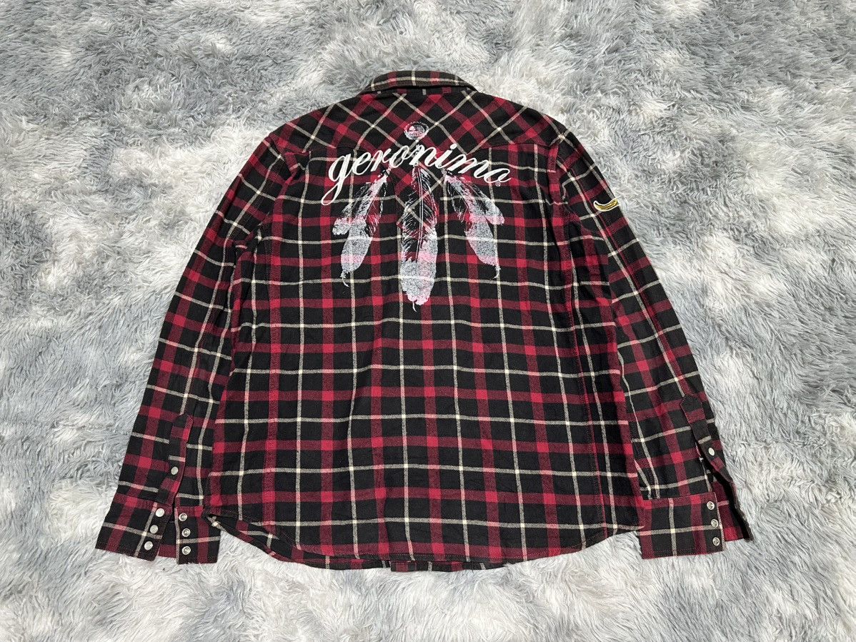 Japanese Brand 🔥Sick Y2K Geromino Flannel Western Shirt 3D Feather Size US XXL / EU 58 / 5 - 2 Thumbnail