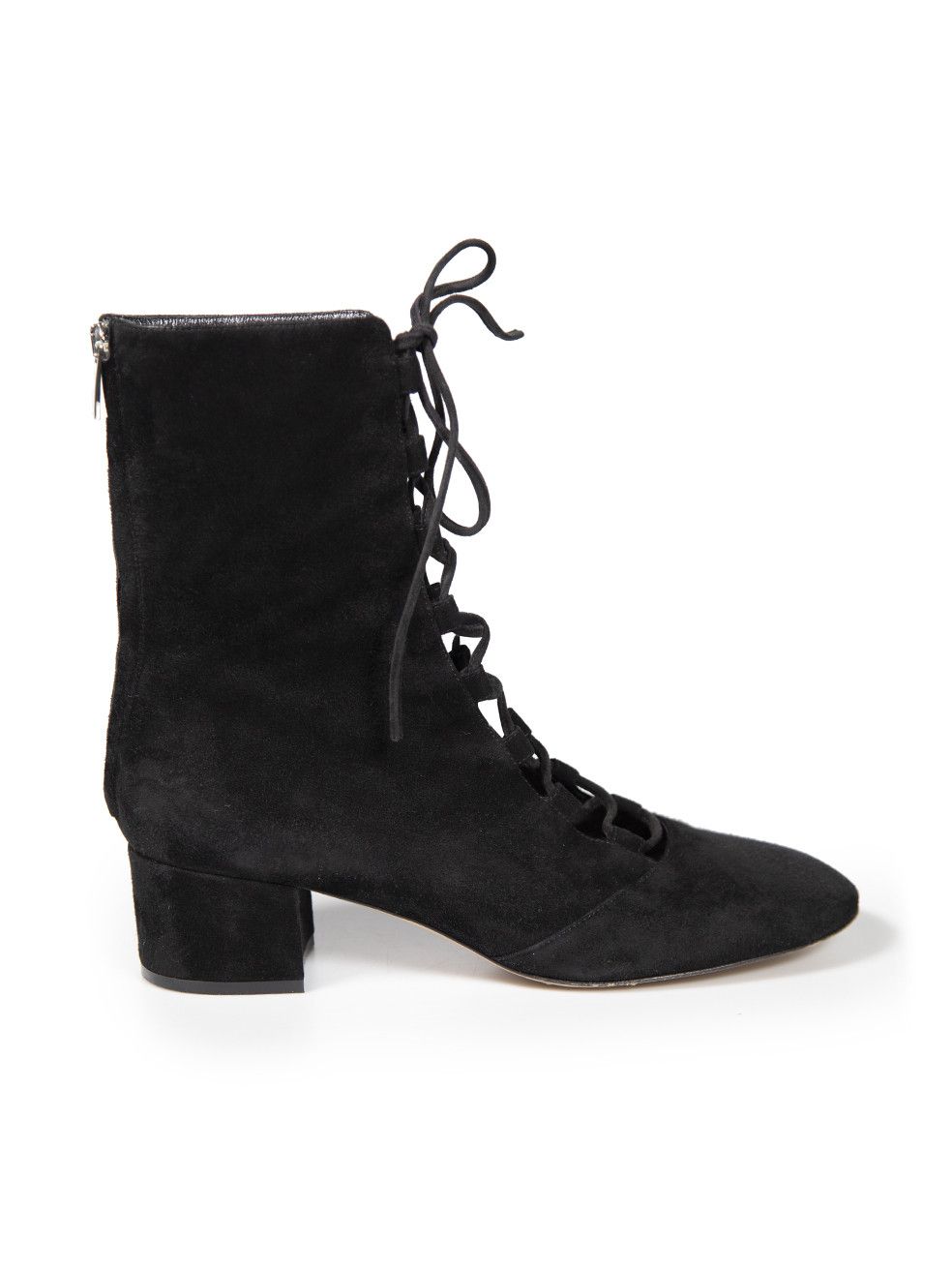 image of Gianvito Rossi Black Suede Lace Up Boots, Women's (Size 11)