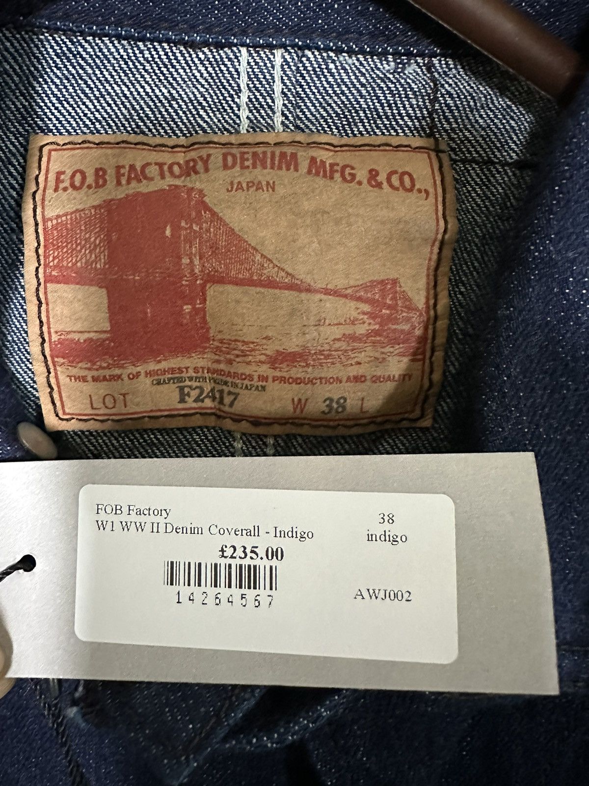FOB Factory WW II denim coverall indigo jacket Size US M / EU 48-50 / 2 - 4 Thumbnail